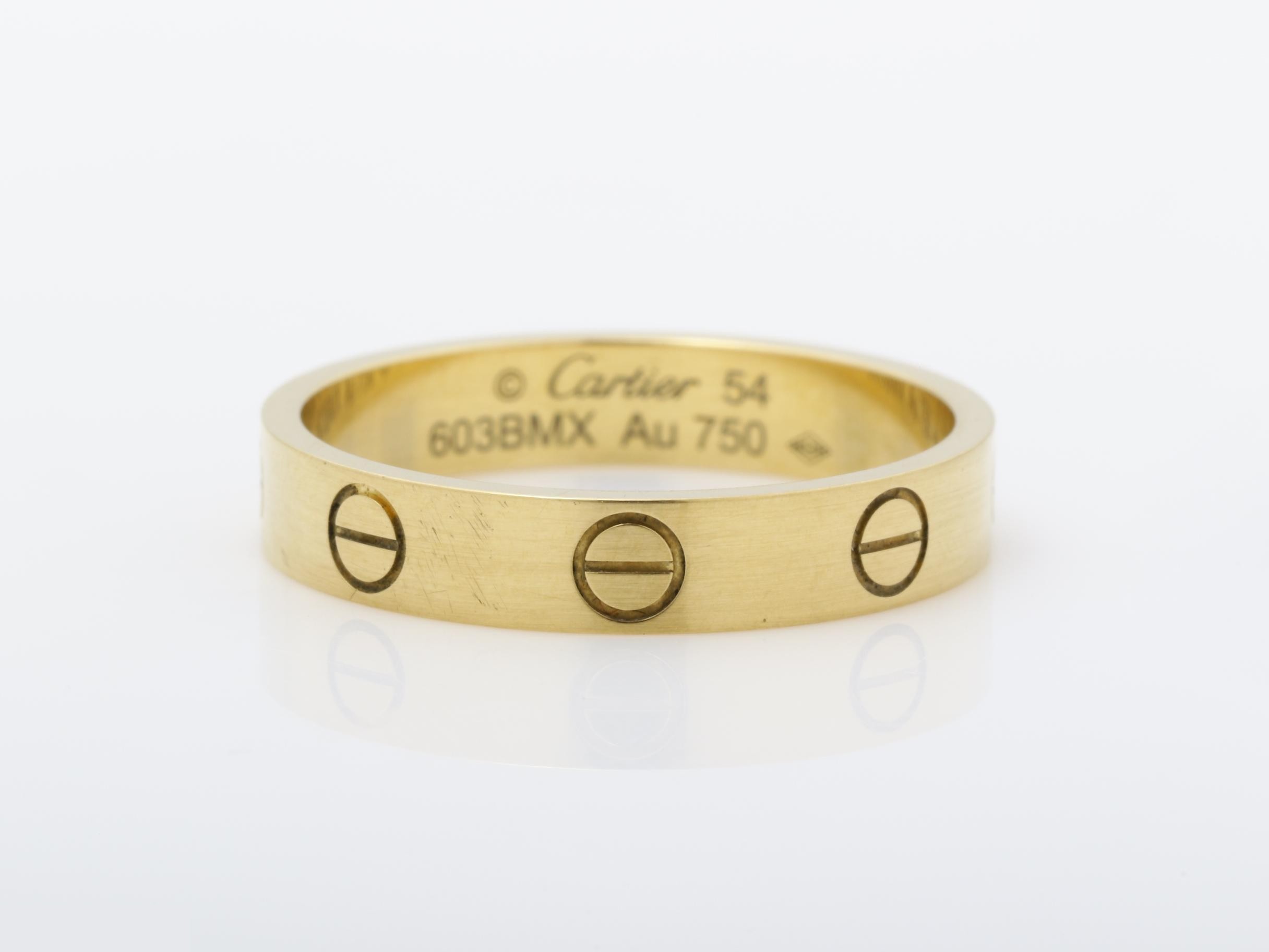 Mini Love ring, 3.42g, Au750YG, size #54, width approximately 3.5mm