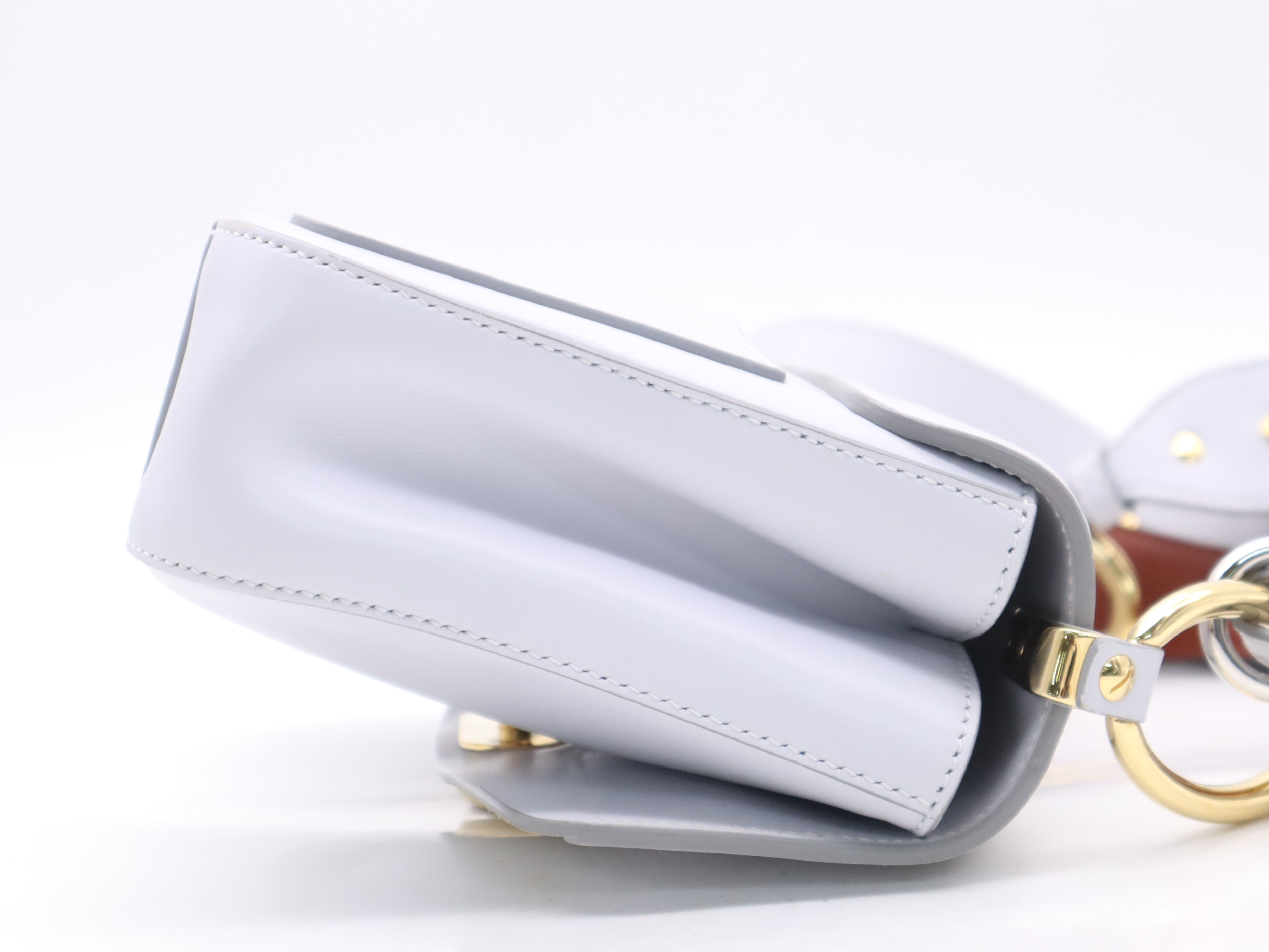 Leather C Mini Bag, Blue, Gold Hardware, with Shoulder Strap and Dust Bag, Handbag — view 5