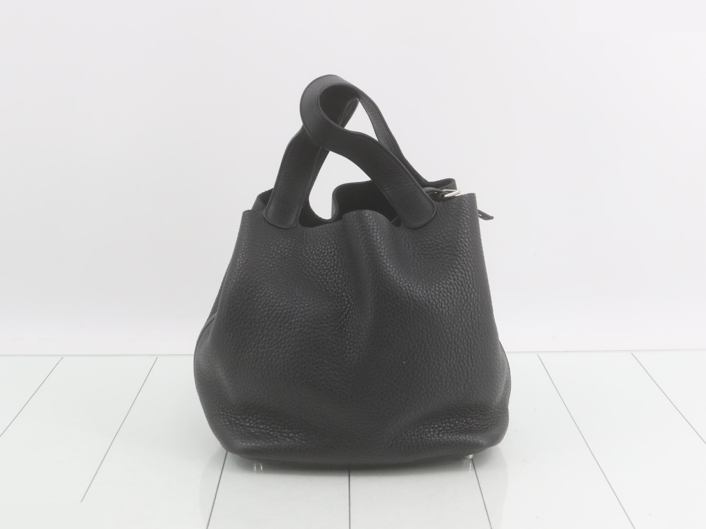 Picotin Lock MM Leather Handbag, X Stamp, Black — view 4