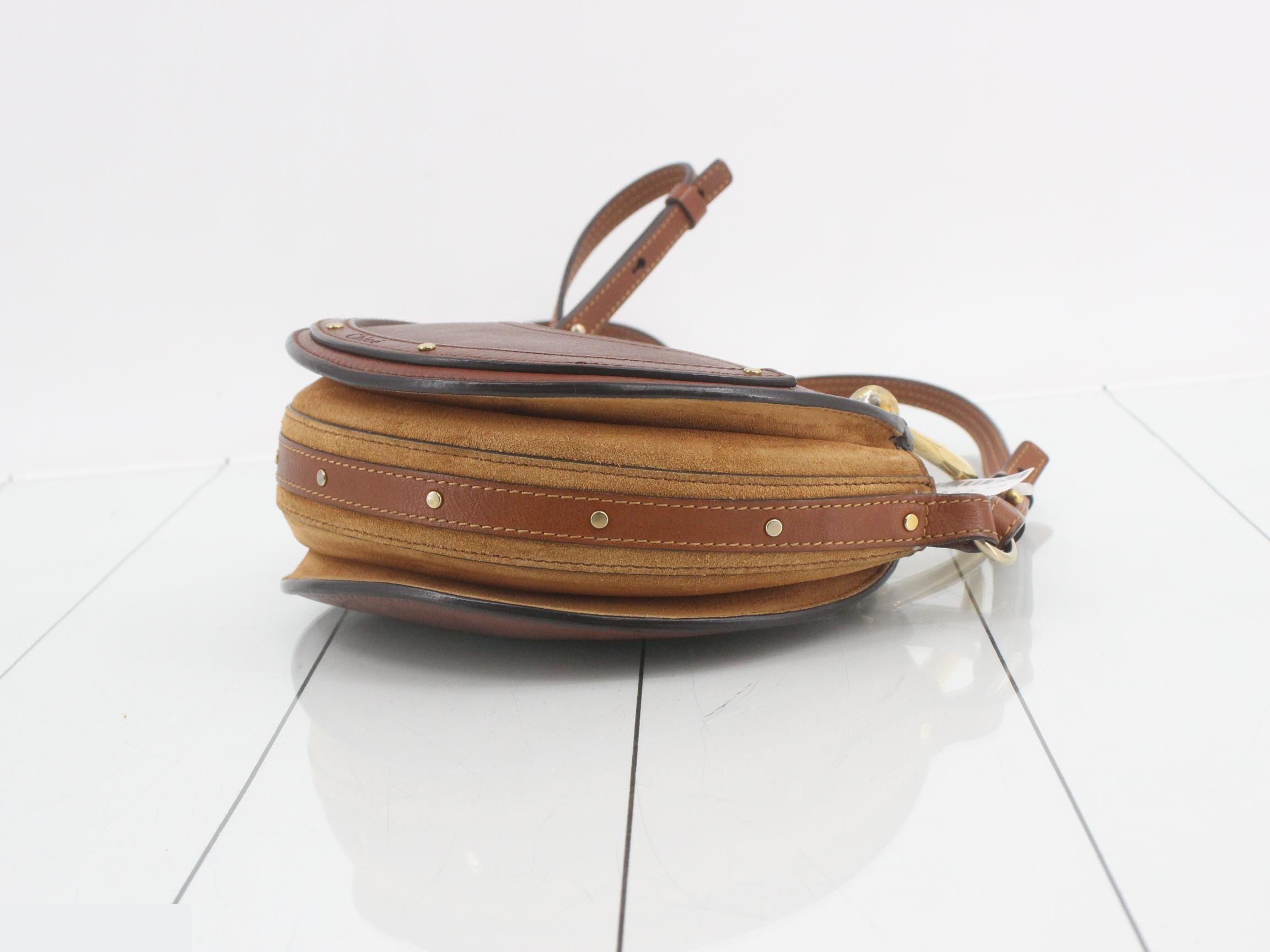 Pixie Round Top Shoulder Bag - Leather x Suede — view 6