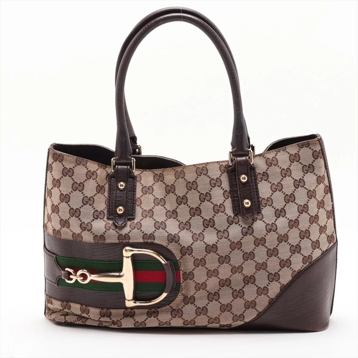 GG Canvas Horsebit Canvas x Leather Tote Bag Beige x Brown 137385