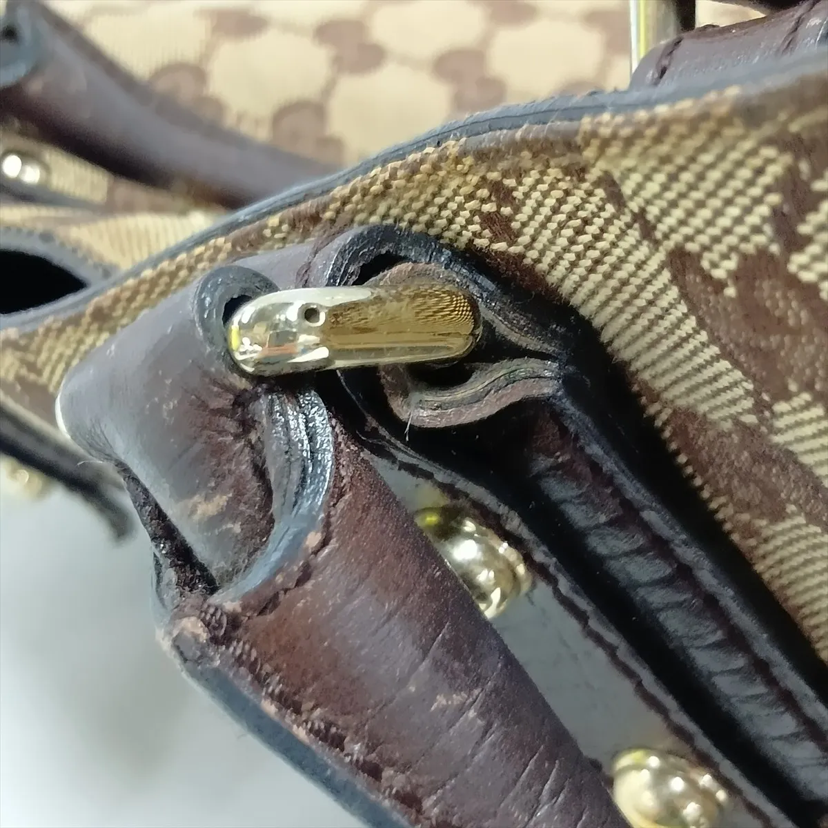 GG Canvas Horsebit Canvas x Leather Tote Bag Beige x Brown 137385 — view 14