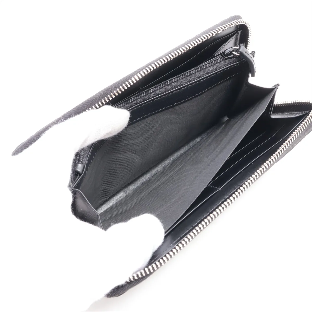Guccissima 473923 Leather Round Zip Wallet Black — view 5