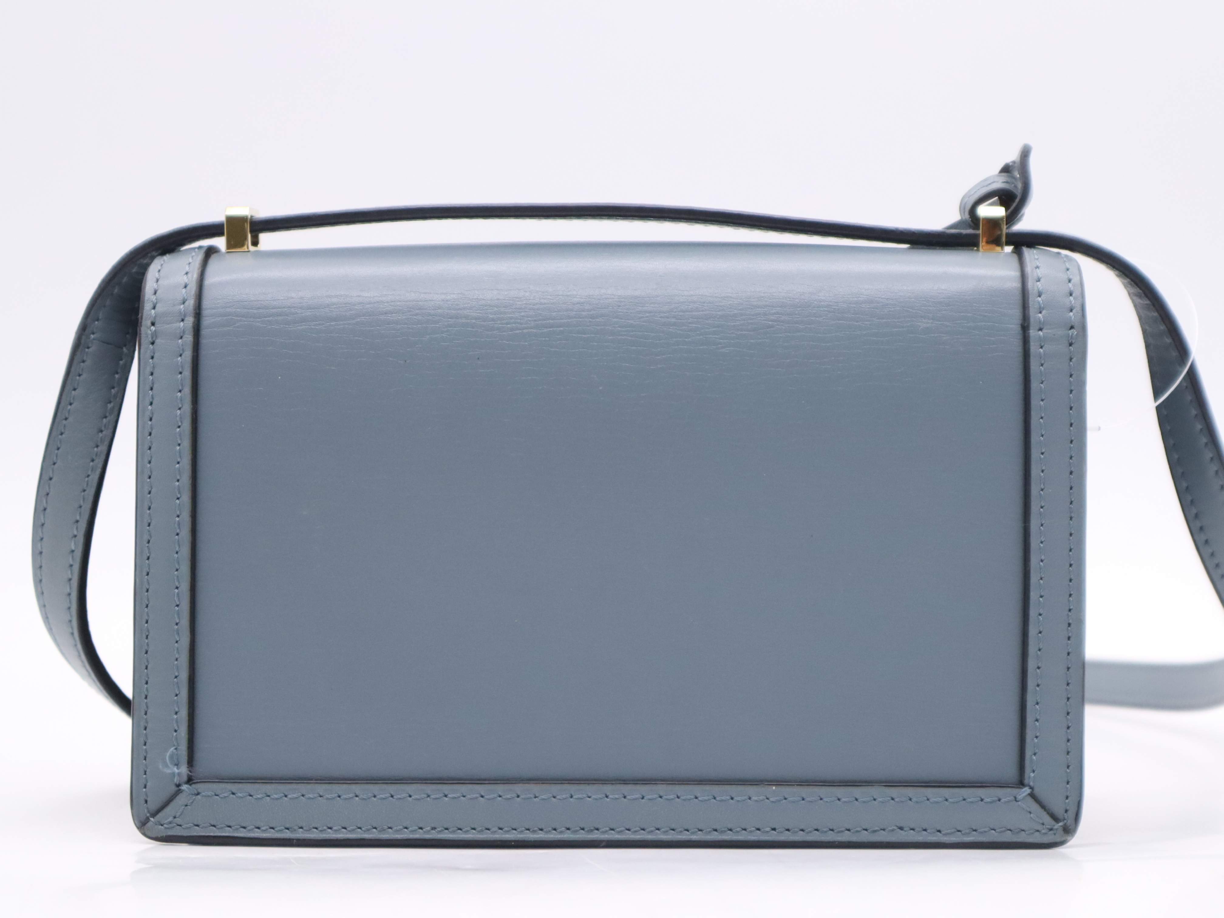 Leather Barcelona Blue Gold Hardware Shoulder Bag — view 2