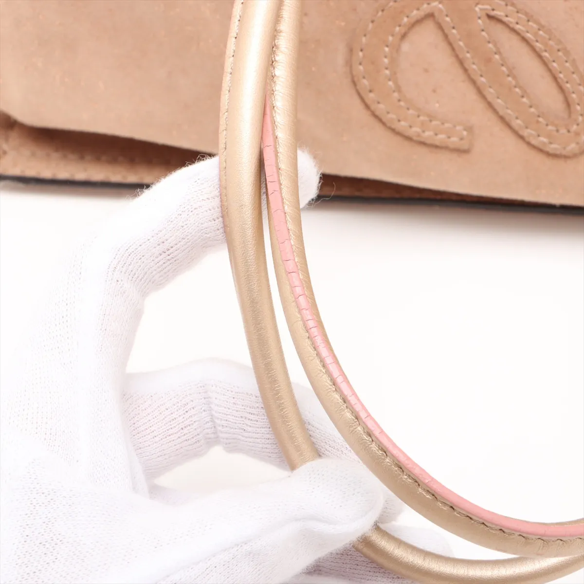 Anagram Suede x Leather Tote Bag Beige — view 13