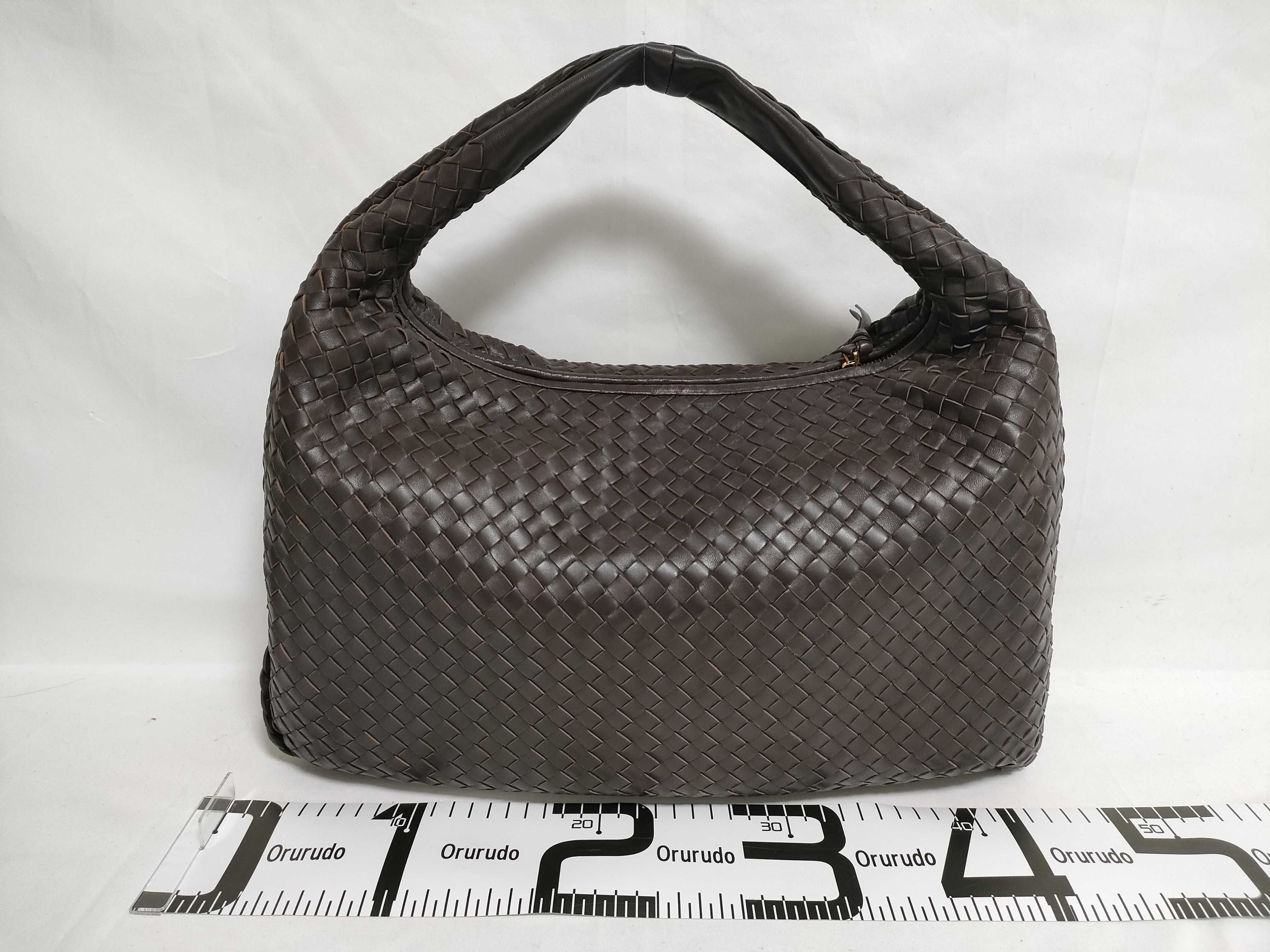 Intrecciato Hobo Leather Shoulder Bag, Brown, 115654 (Handbag) — view 2