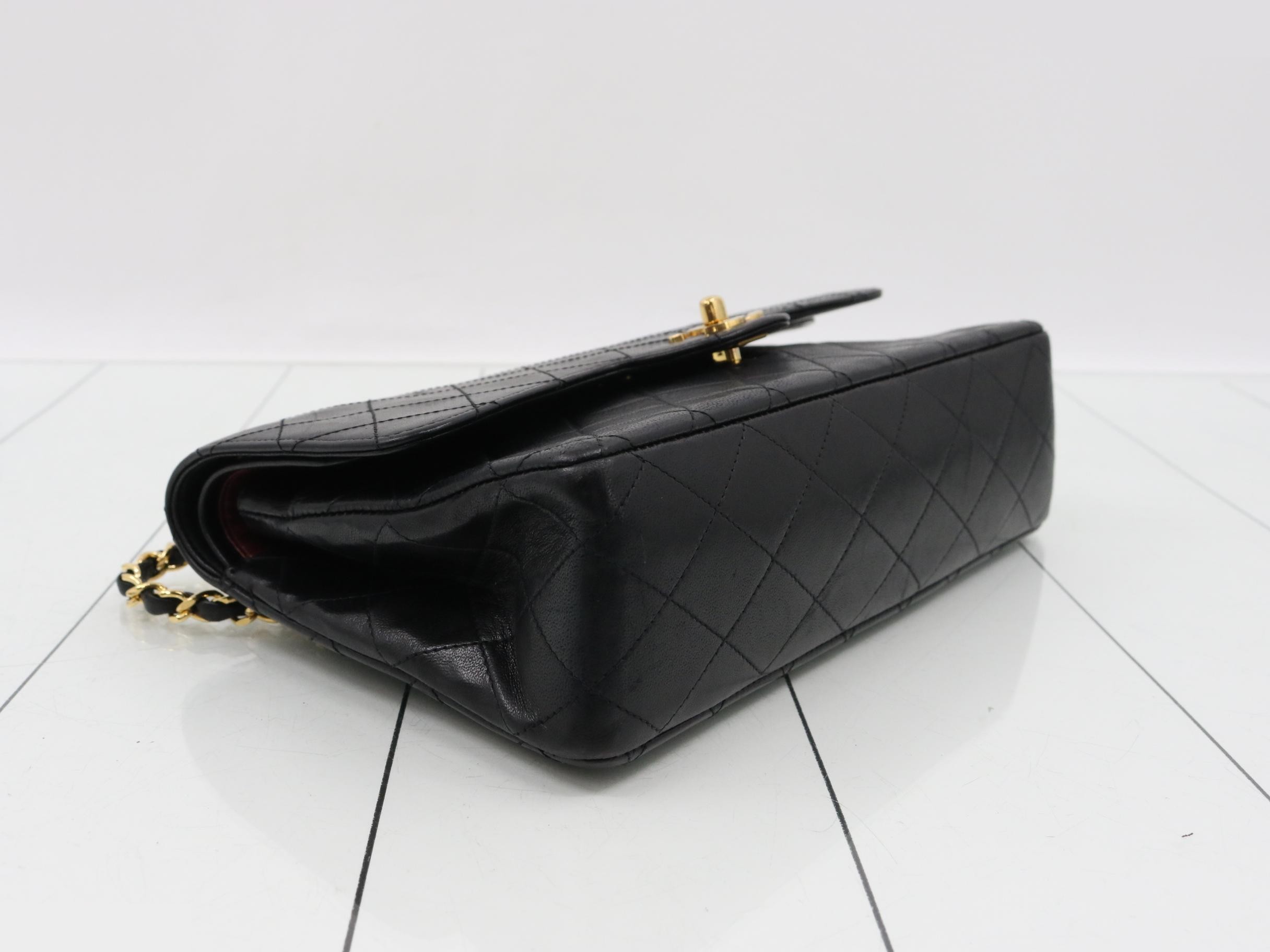 Matelassé 25 Double Flap Chain Shoulder Bag, Lambskin, Black — view 5