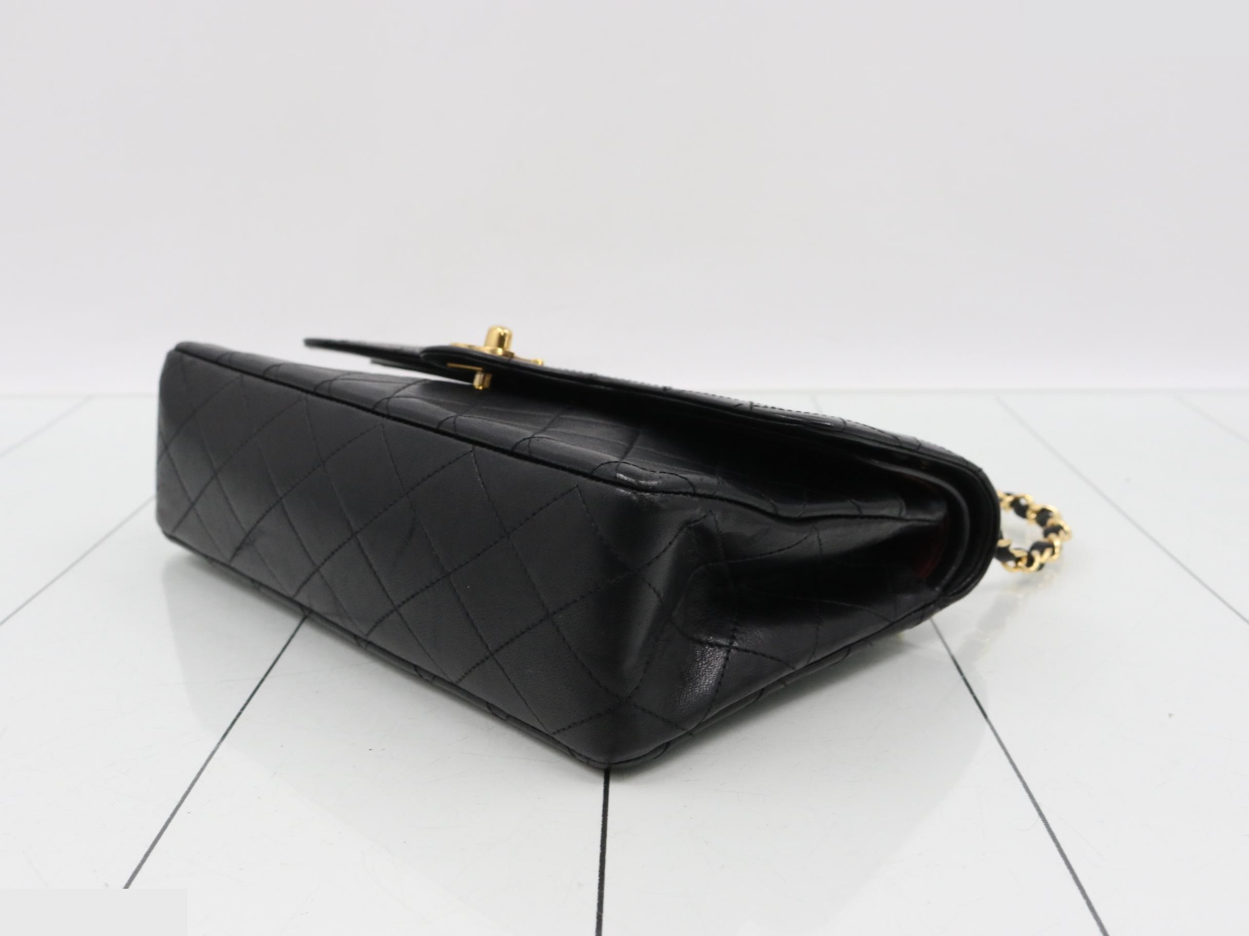 Matelassé 25 Double Flap Chain Shoulder Bag, Lambskin, Black — view 6
