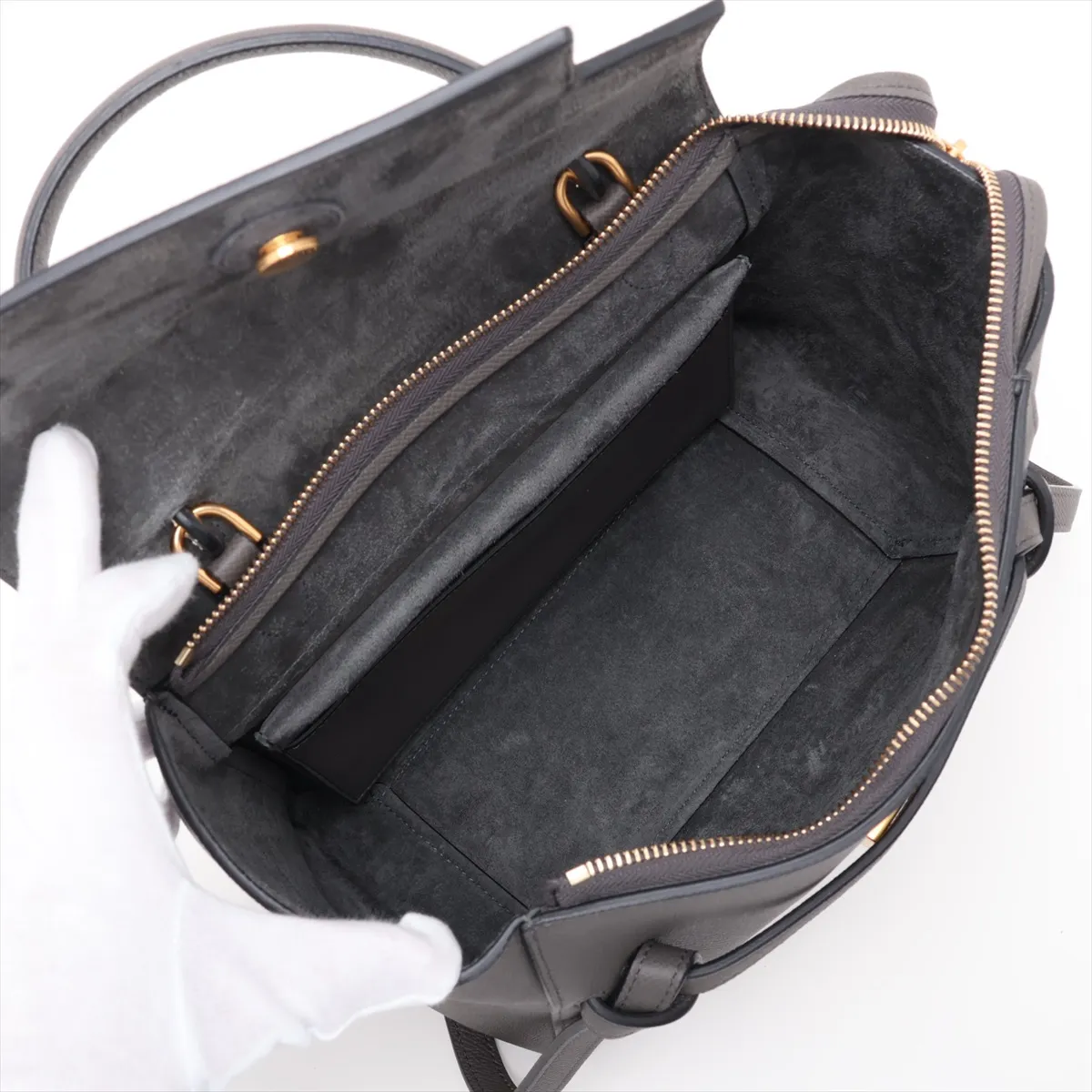 Belt Bag Mini Leather 2-Way Handbag Gray — view 8