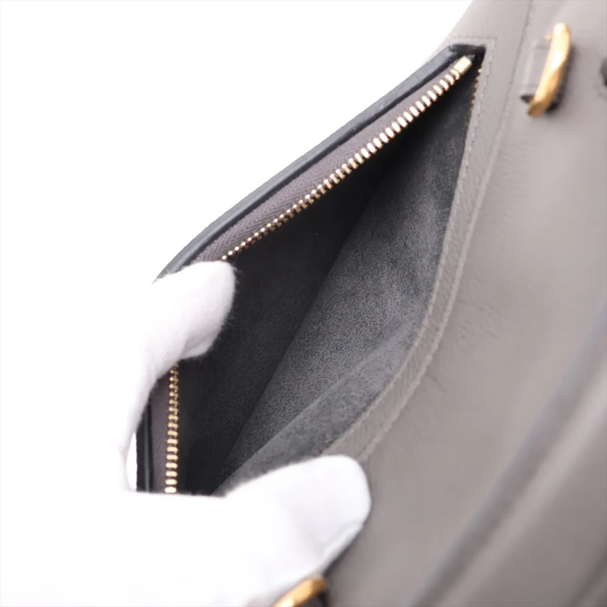 Belt Bag Mini Leather 2-Way Handbag Gray — view 9