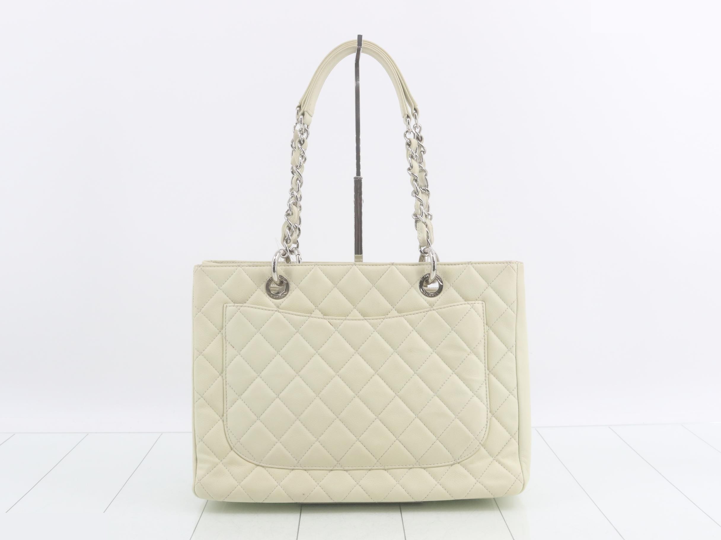 Matelassé GST Tote, Caviar Skin, White, with seal, serial number 14 — view 2