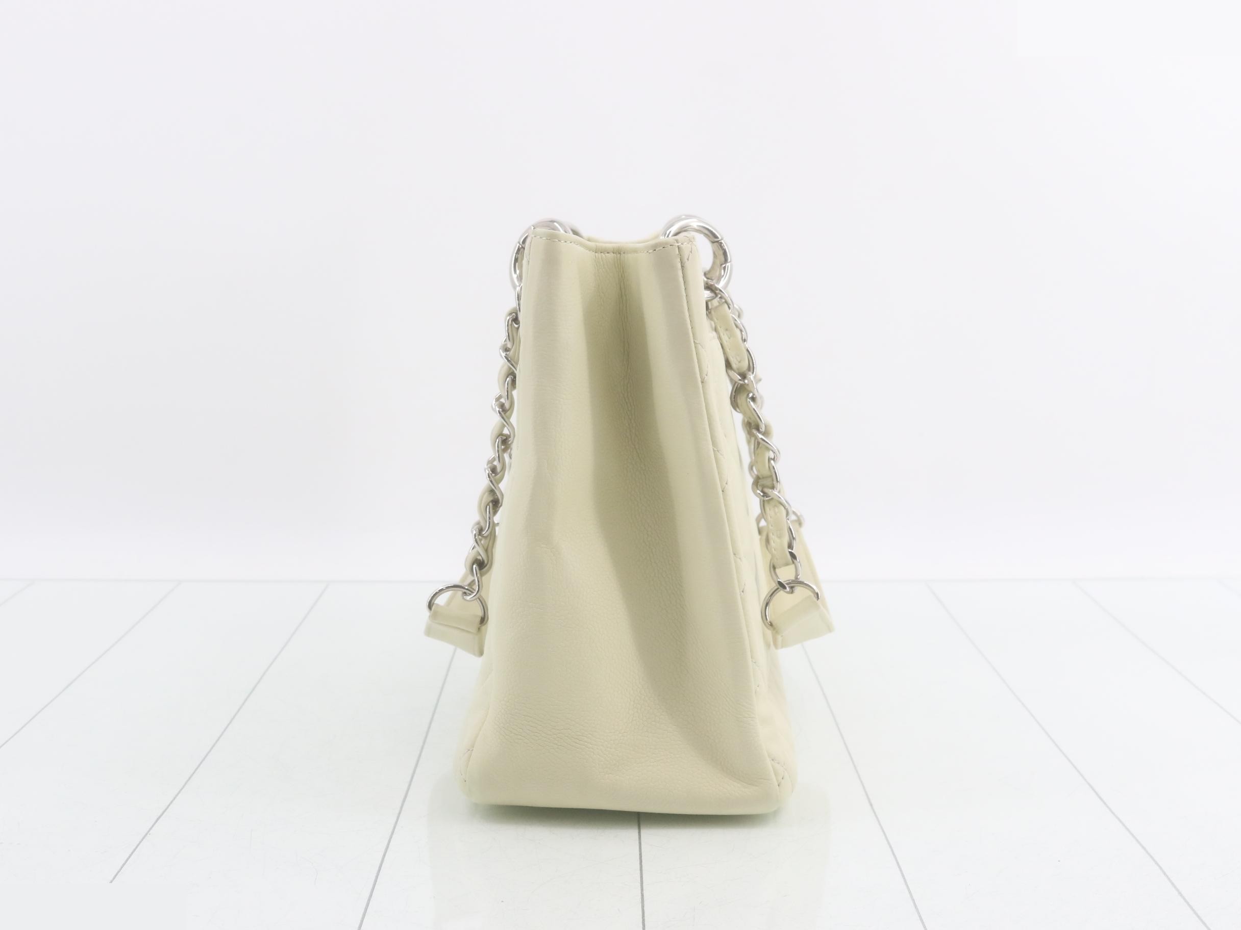 Matelassé GST Tote, Caviar Skin, White, with seal, serial number 14 — view 3