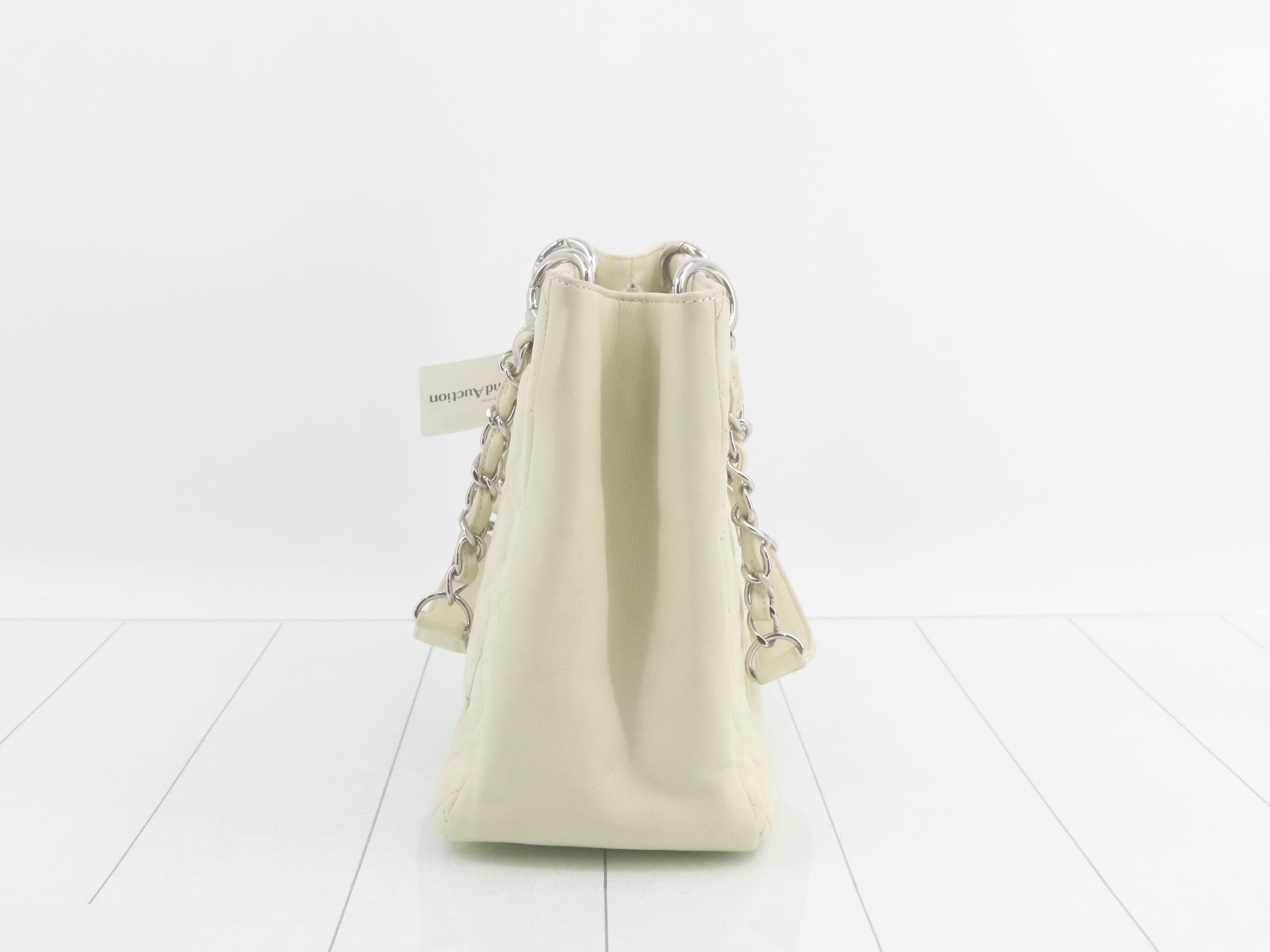 Matelassé GST Tote, Caviar Skin, White, with seal, serial number 14 — view 4