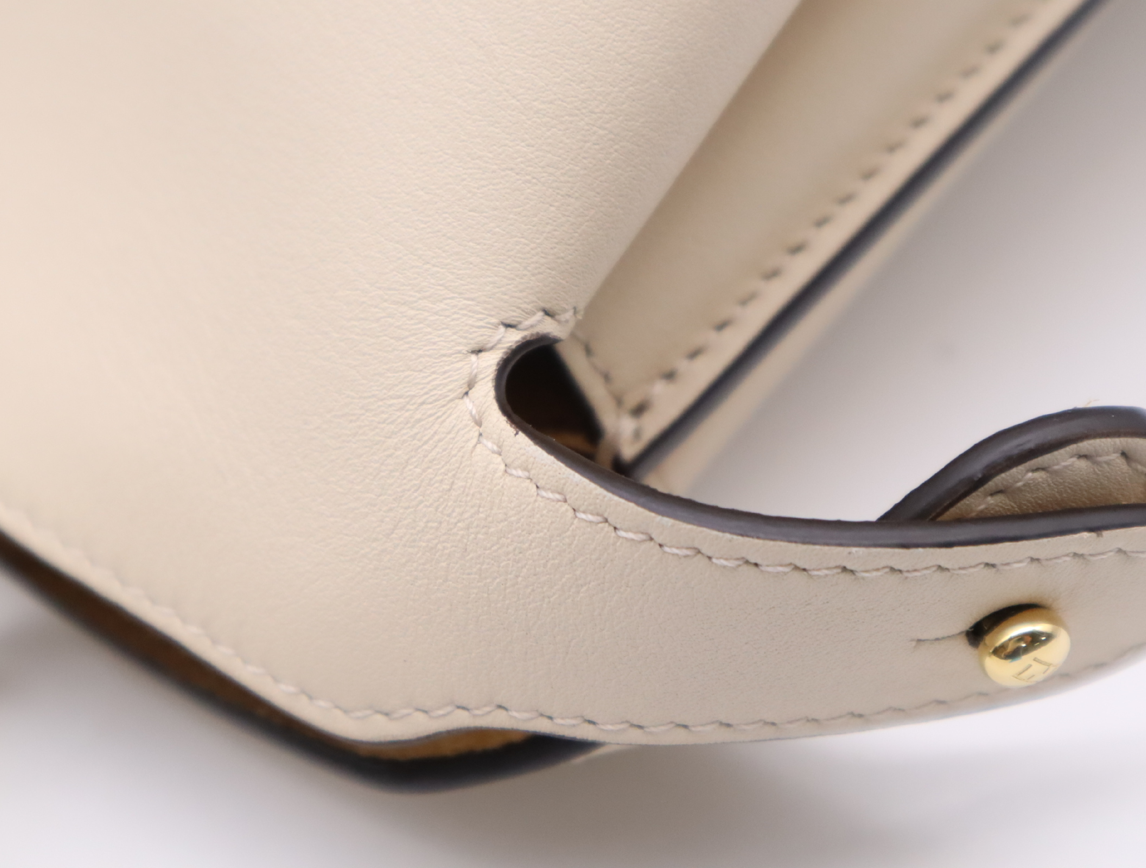 8BN353 Camellia Leather Peekaboo Soft Medium Handbag, White with Gold Hardware, Dust Bag Included — view 11