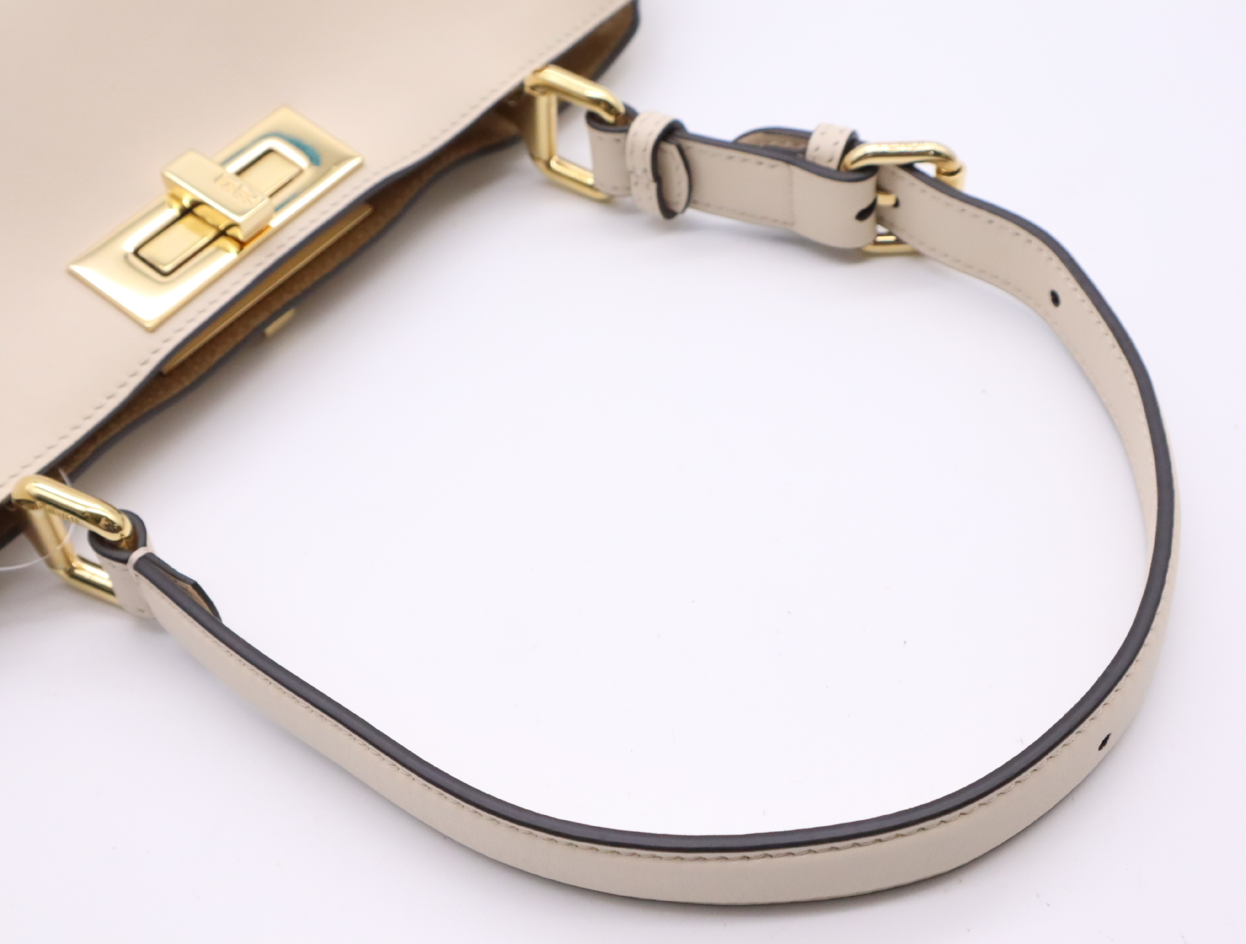 8BN353 Camellia Leather Peekaboo Soft Medium Handbag, White with Gold Hardware, Dust Bag Included — view 12