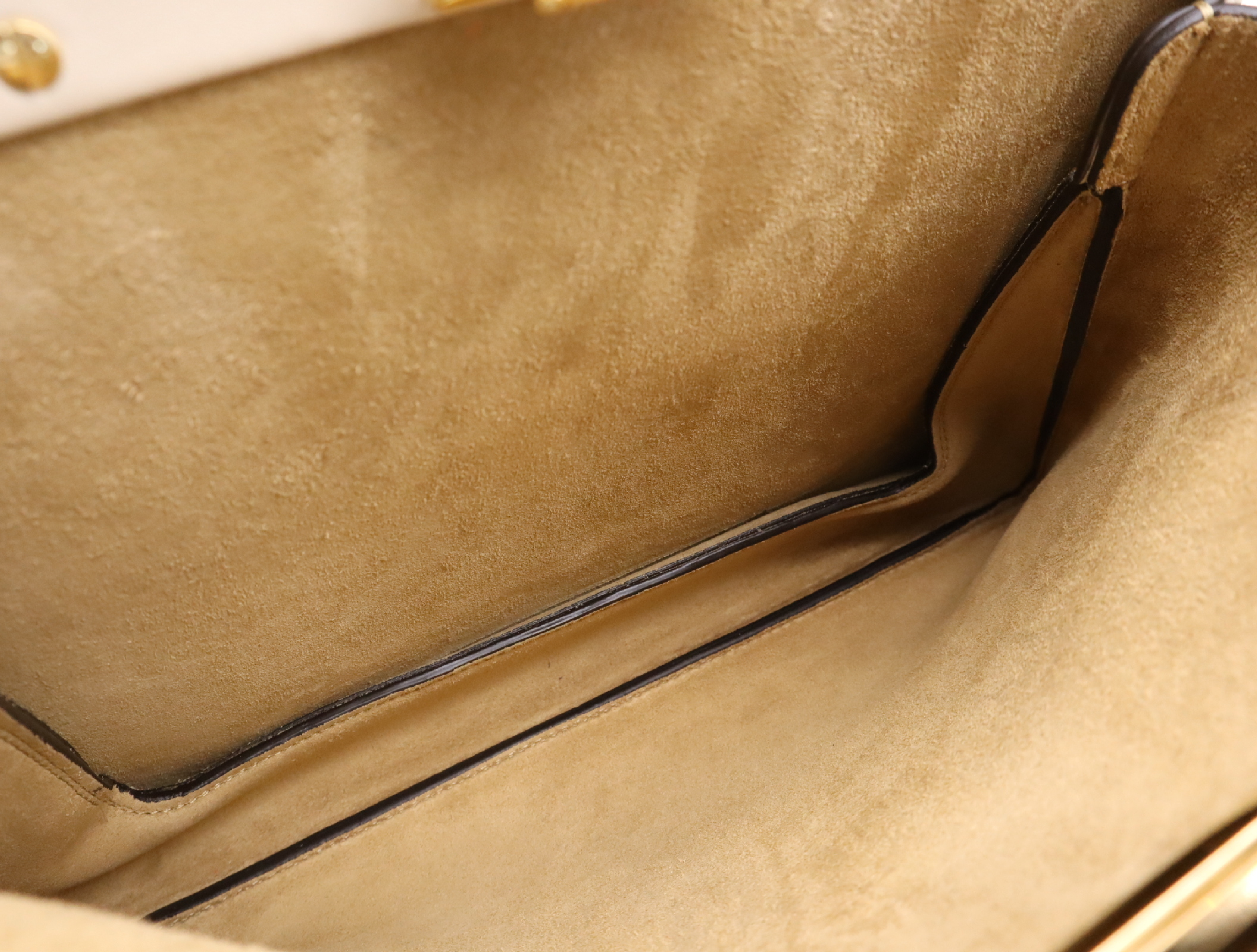 8BN353 Camellia Leather Peekaboo Soft Medium Handbag, White with Gold Hardware, Dust Bag Included — view 15