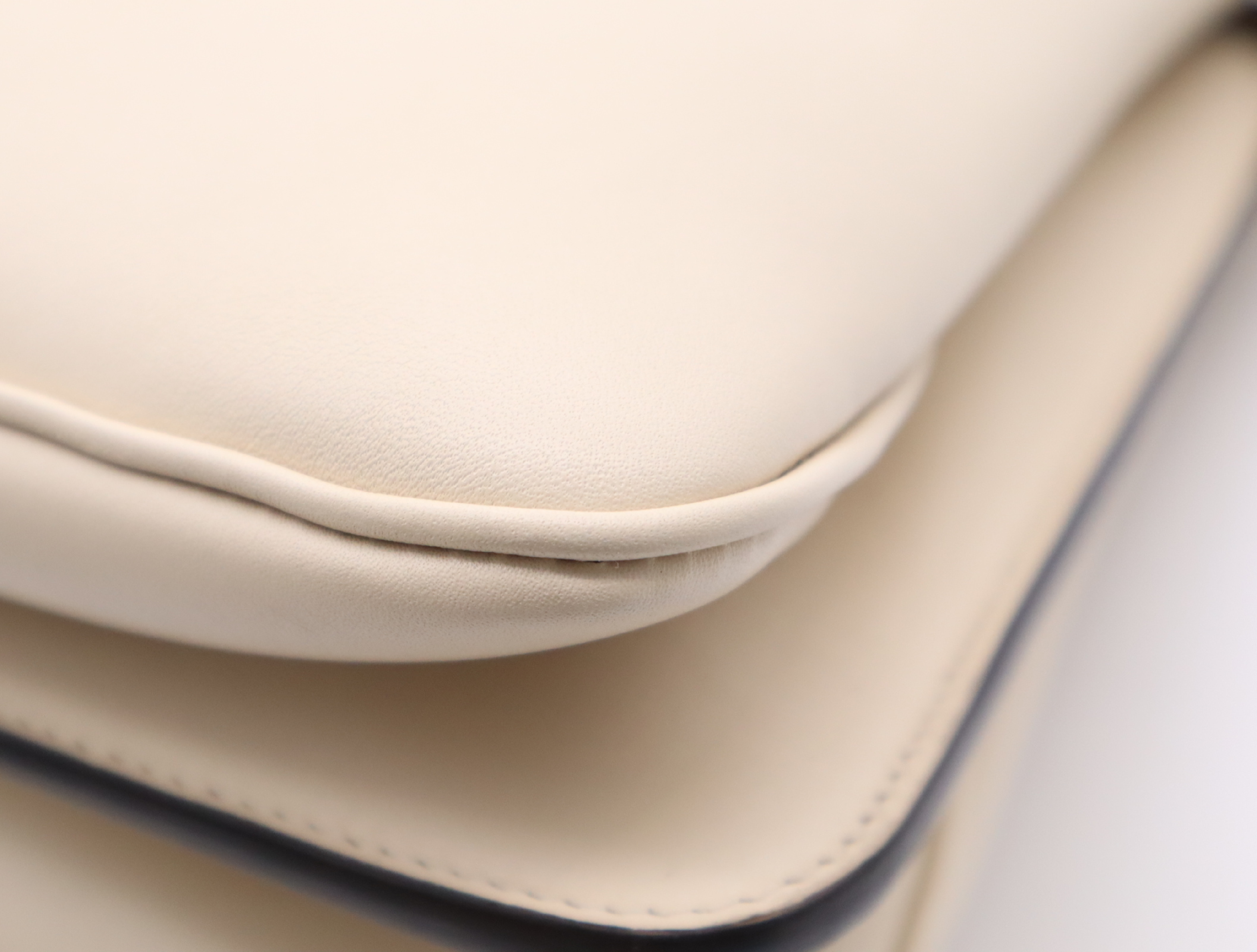 8BN353 Camellia Leather Peekaboo Soft Medium Handbag, White with Gold Hardware, Dust Bag Included — view 7