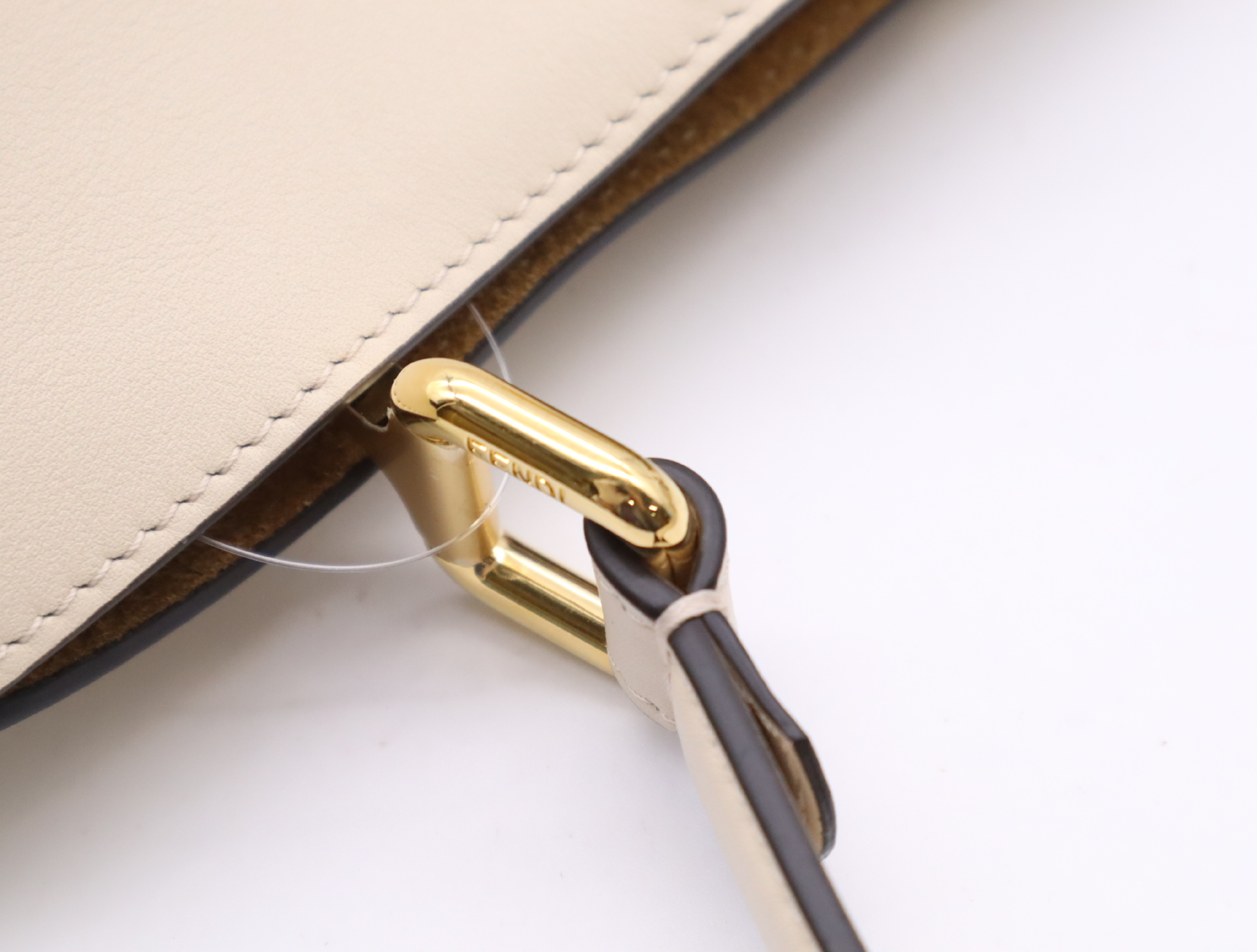8BN353 Camellia Leather Peekaboo Soft Medium Handbag, White with Gold Hardware, Dust Bag Included — view 9