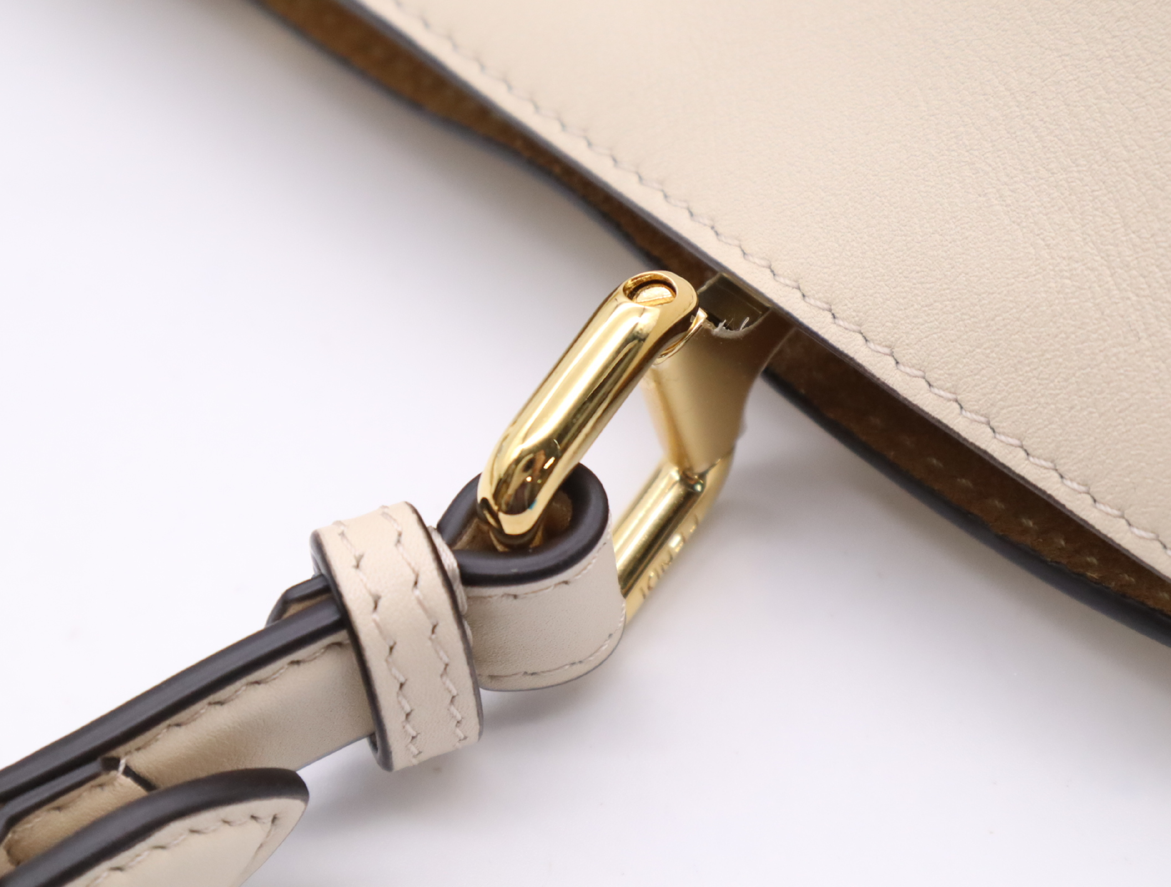 8BN353 Camellia Leather Peekaboo Soft Medium Handbag, White with Gold Hardware, Dust Bag Included — view 10