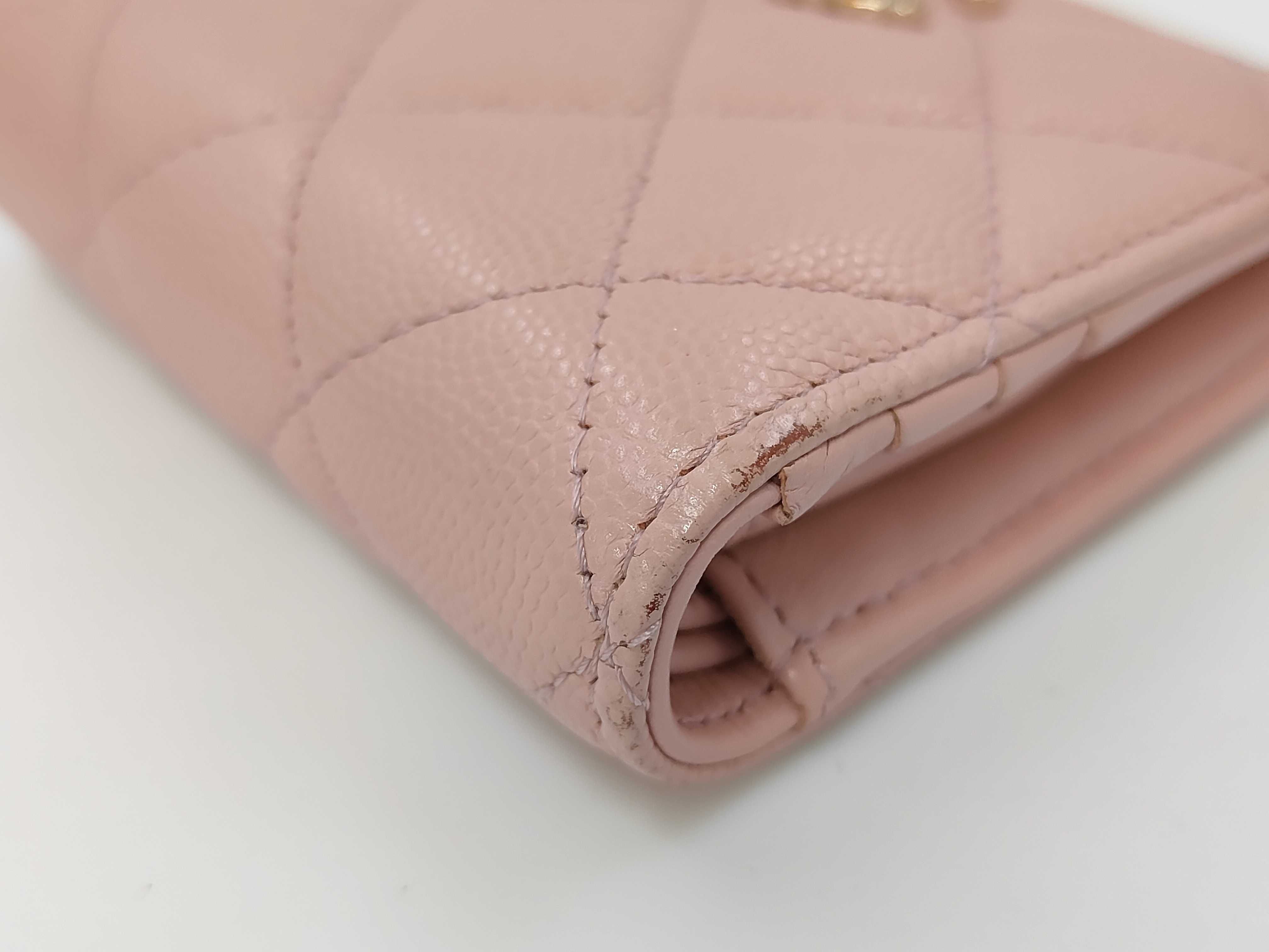 pink caviar leather Matelassé wallet — view 3