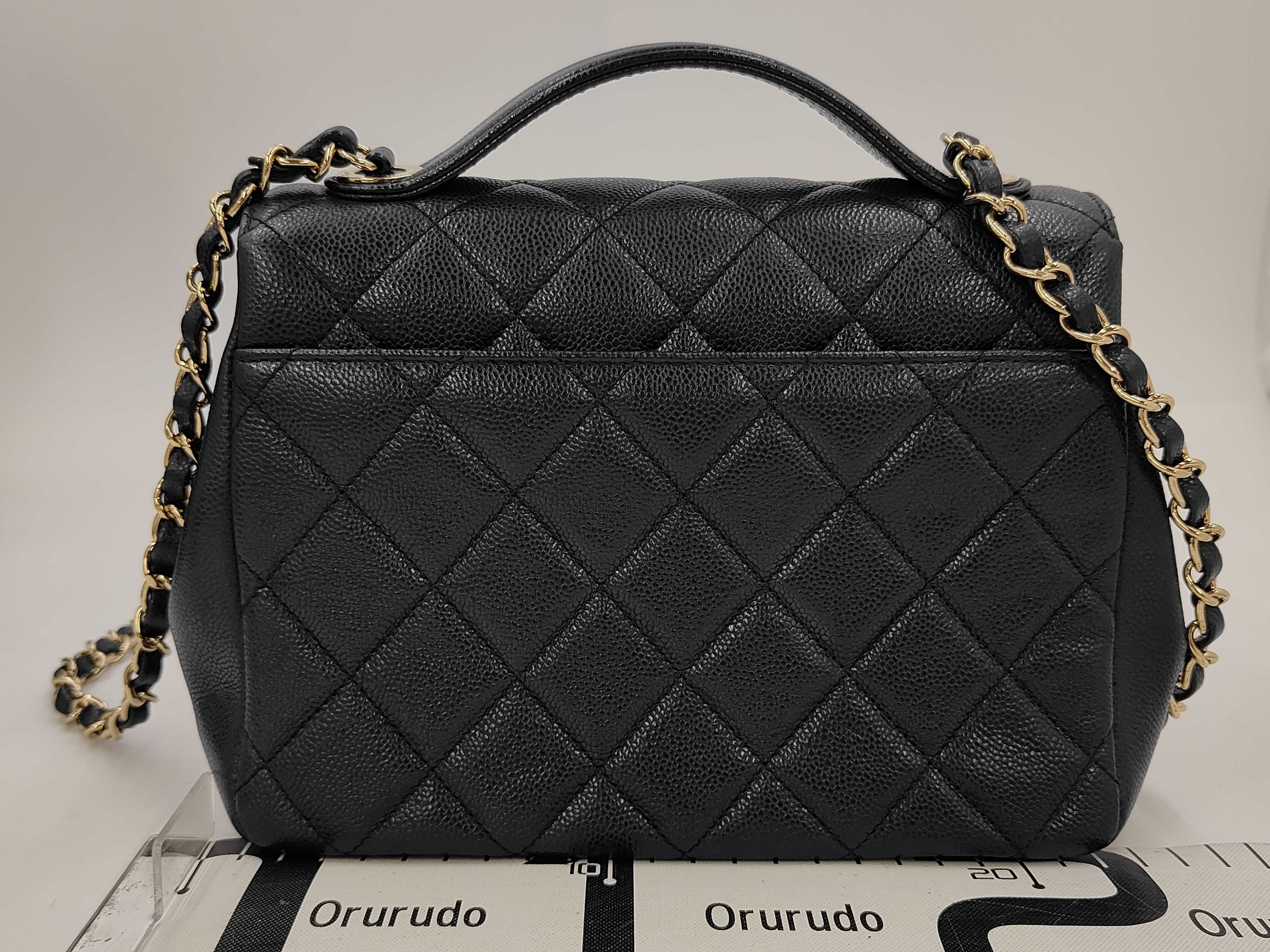 Business Affinity Medium Caviar Skin 2-Way Handbag, Navy, with original seal (serial number in the 30s). — view 2