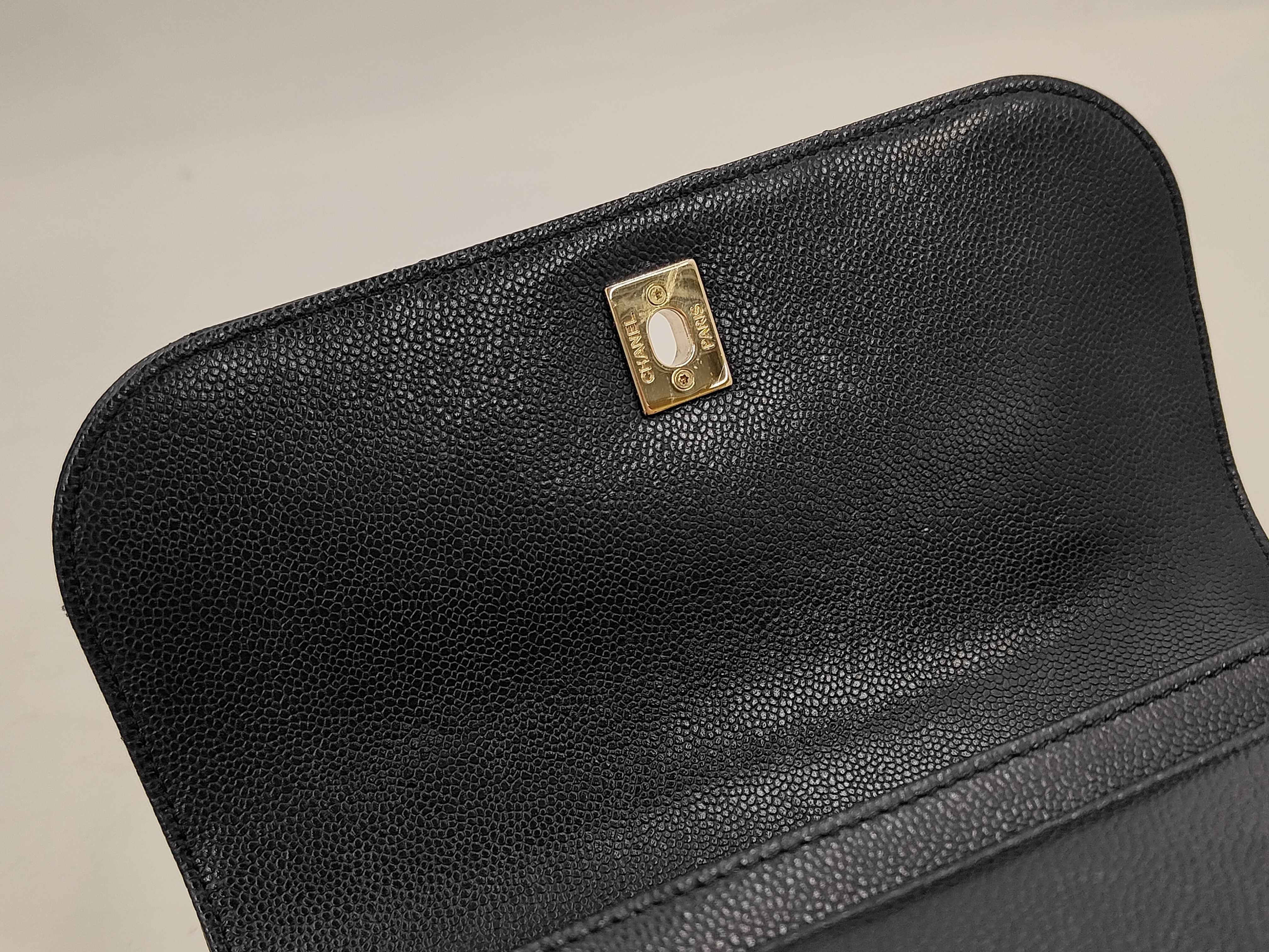 Business Affinity Medium Caviar Skin 2-Way Handbag, Navy, with original seal (serial number in the 30s). — view 12