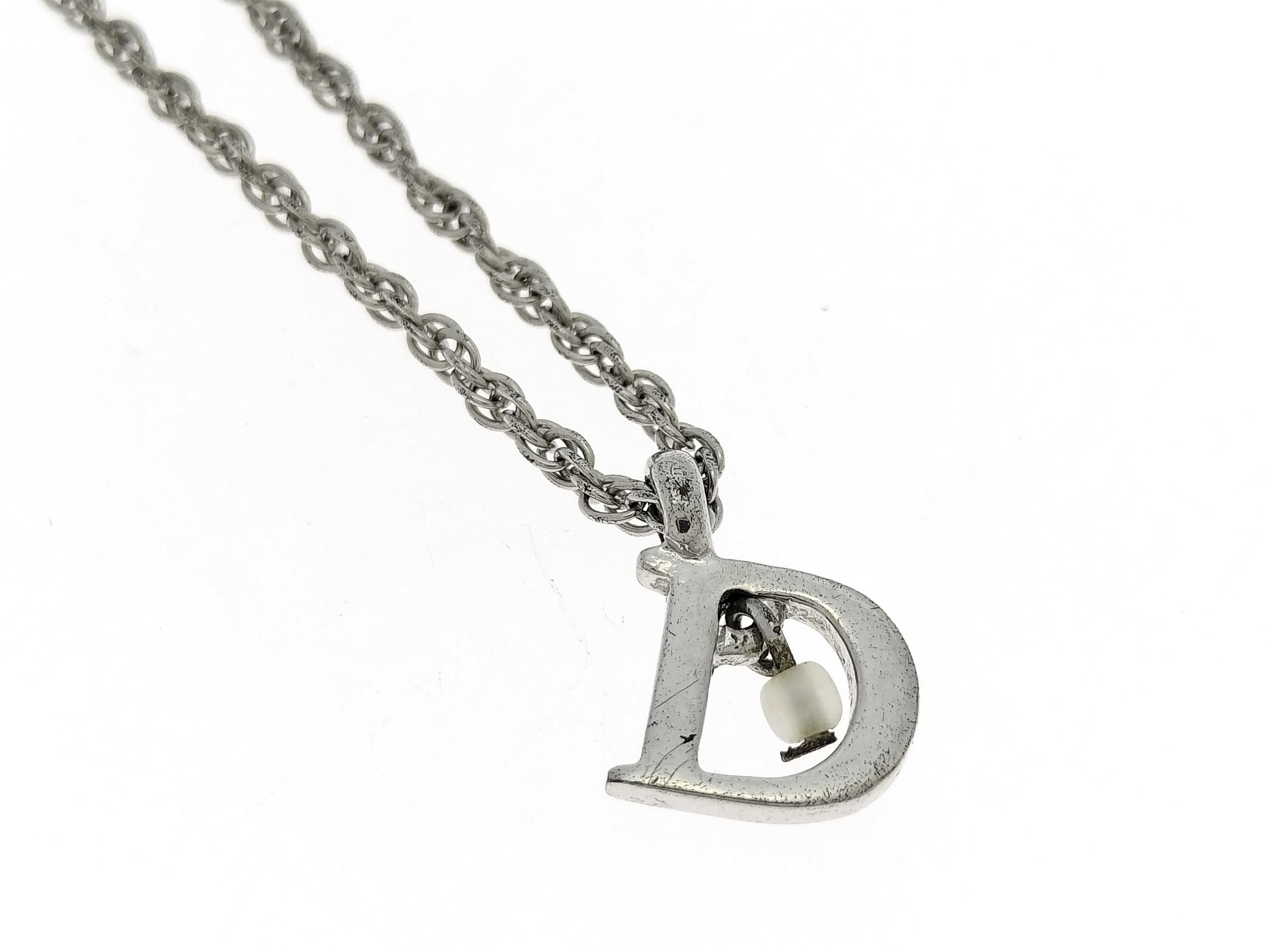 D Logo Silver Tone Pendant Necklace — view 2