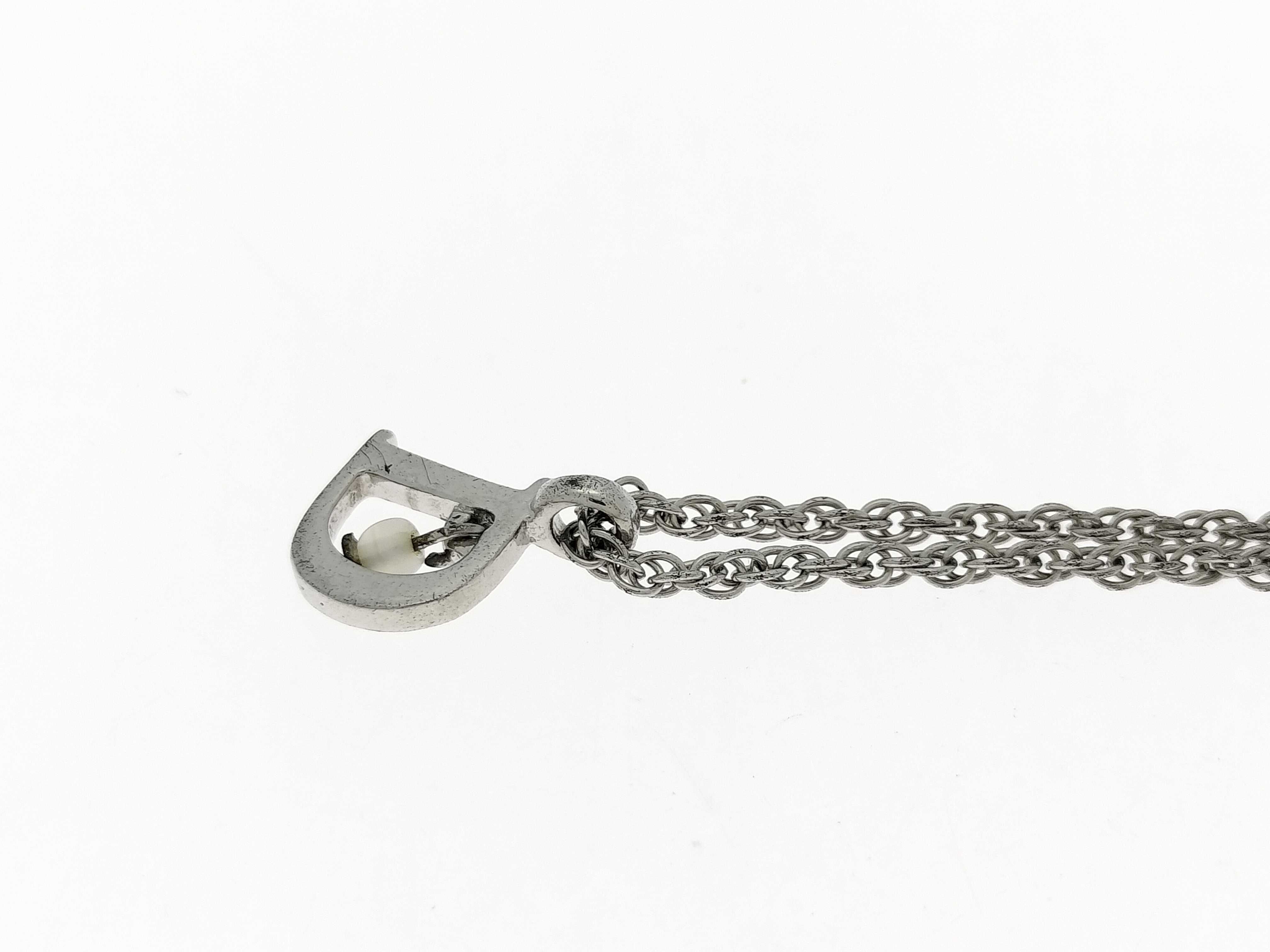 D Logo Silver Tone Pendant Necklace — view 3