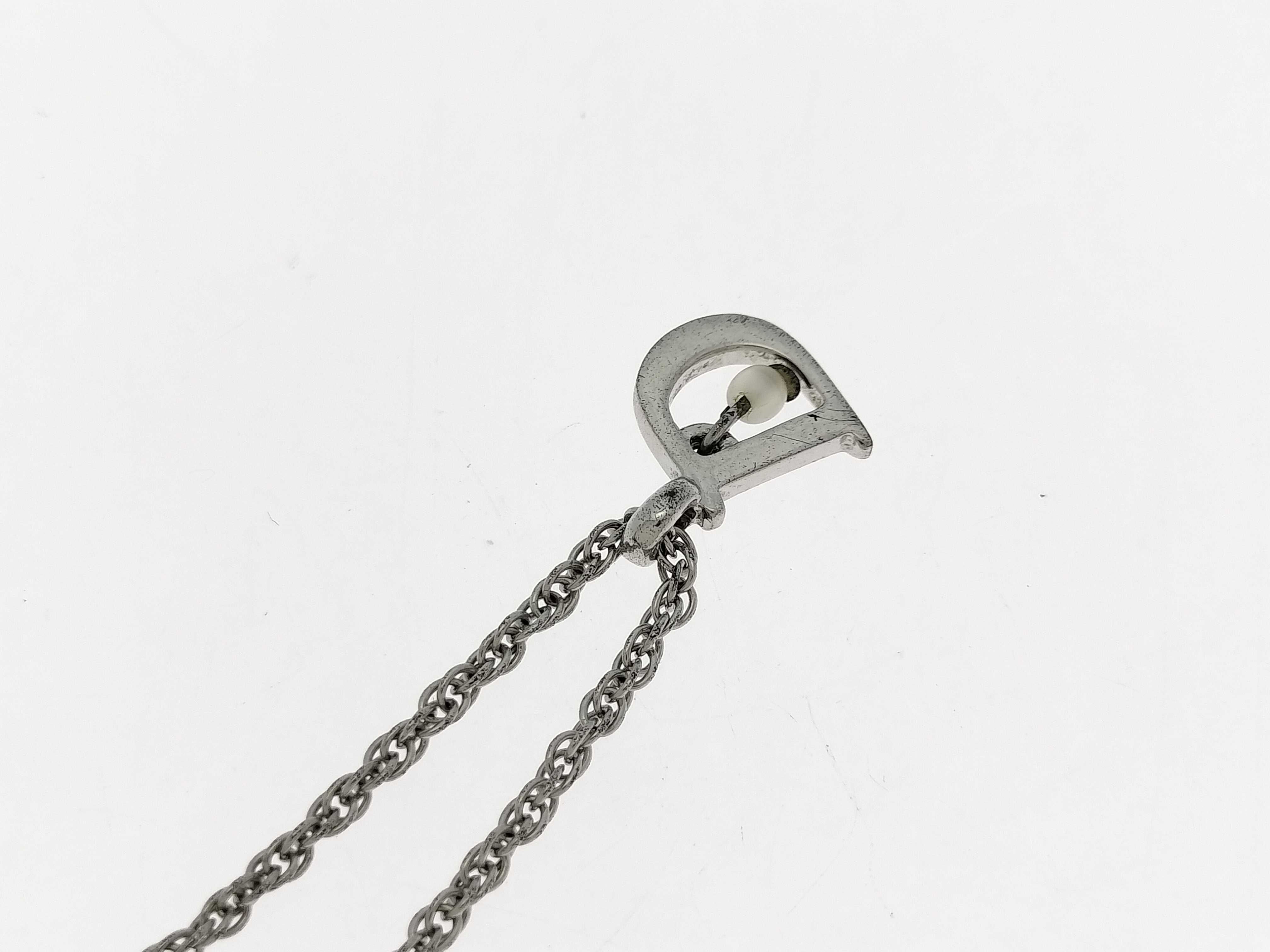 D Logo Silver Tone Pendant Necklace — view 5