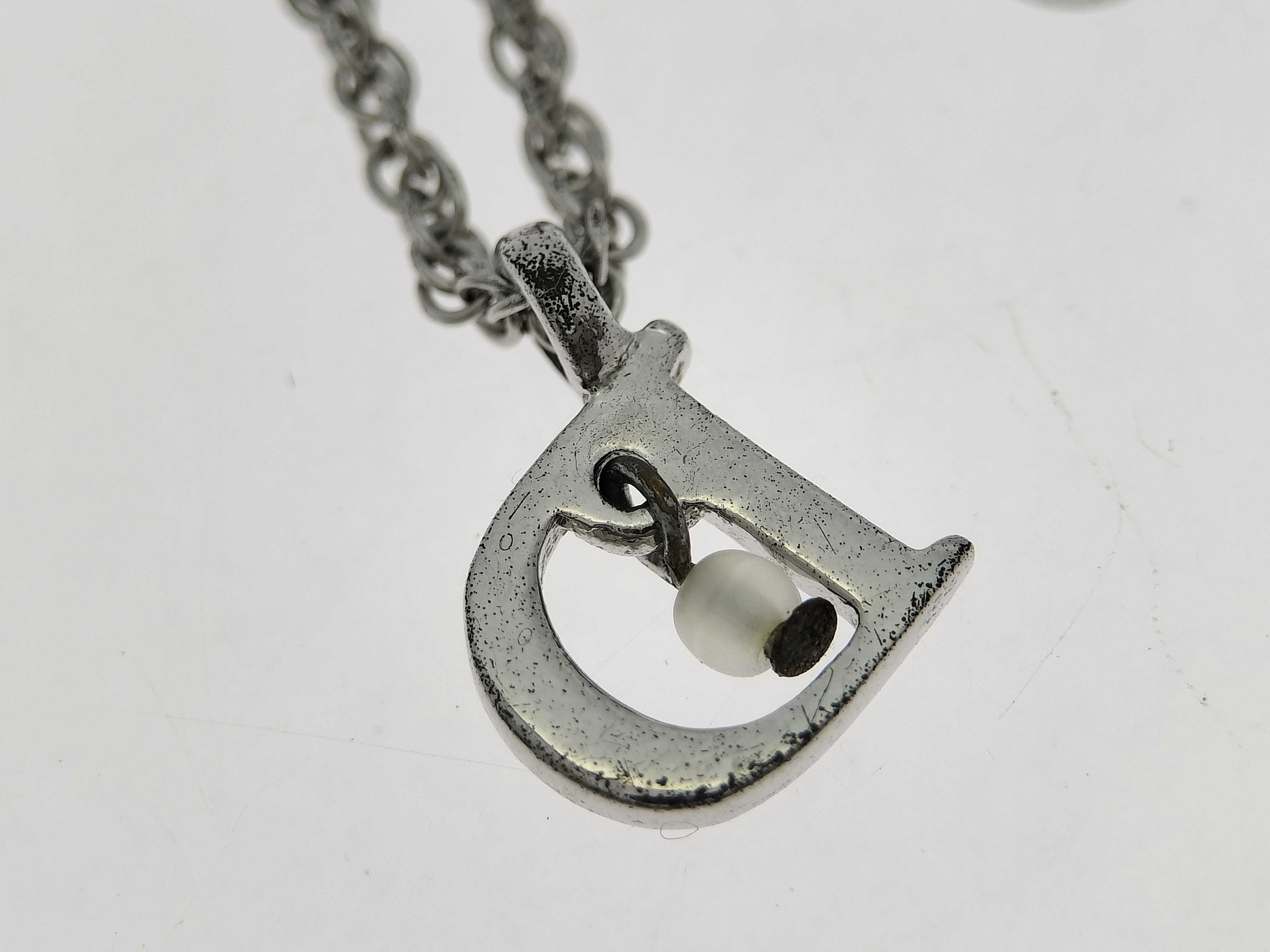 D Logo Silver Tone Pendant Necklace — view 9