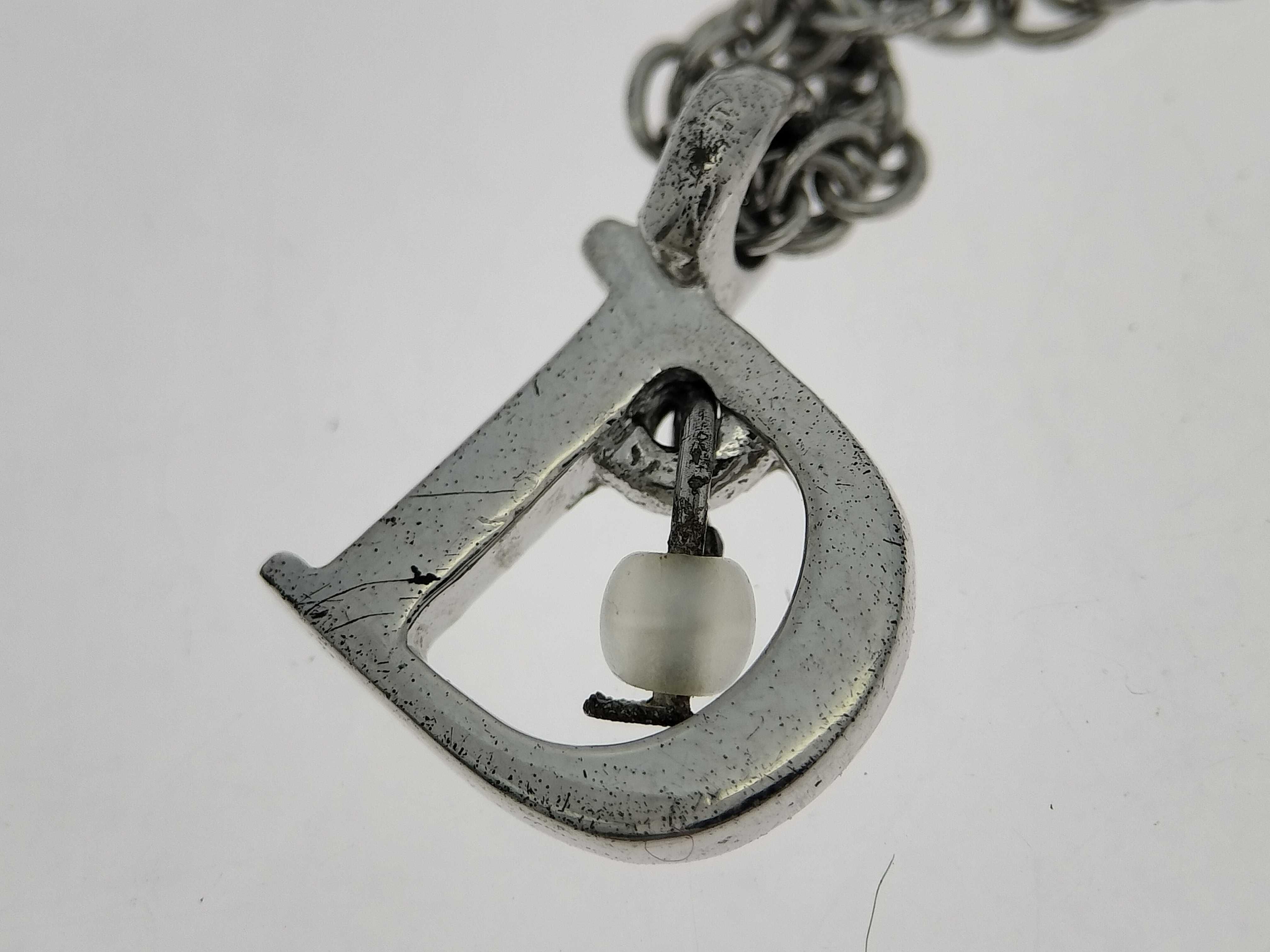 D Logo Silver Tone Pendant Necklace — view 10