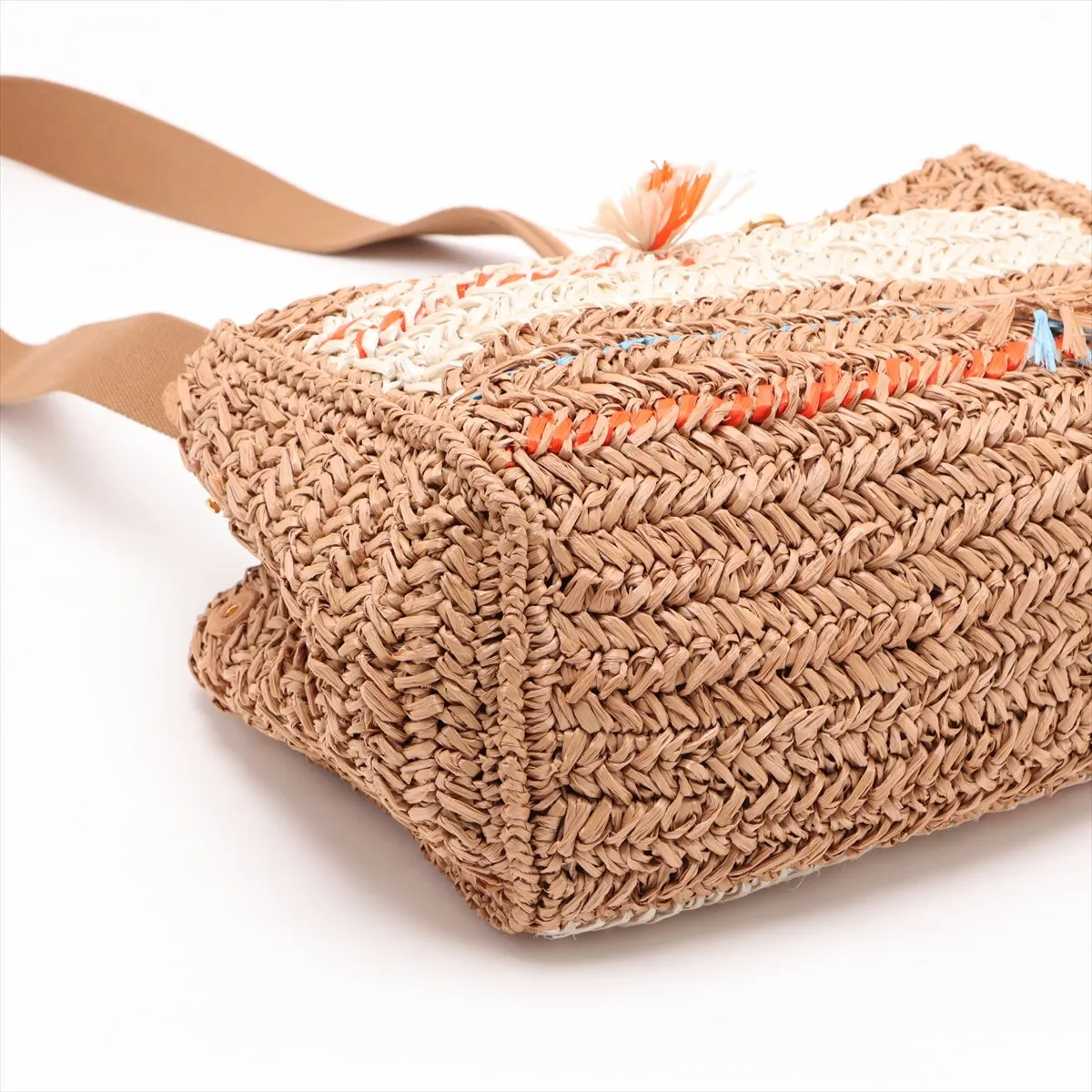 1BG153 Raffia 2-Way Handbag, Beige — view 4
