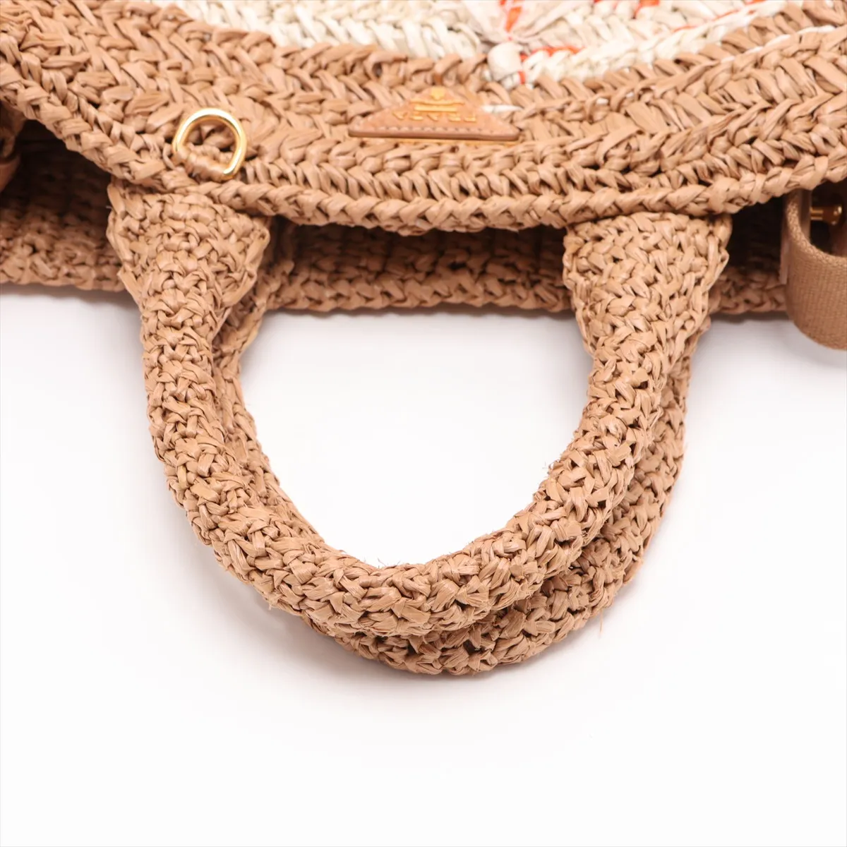 1BG153 Raffia 2-Way Handbag, Beige — view 5