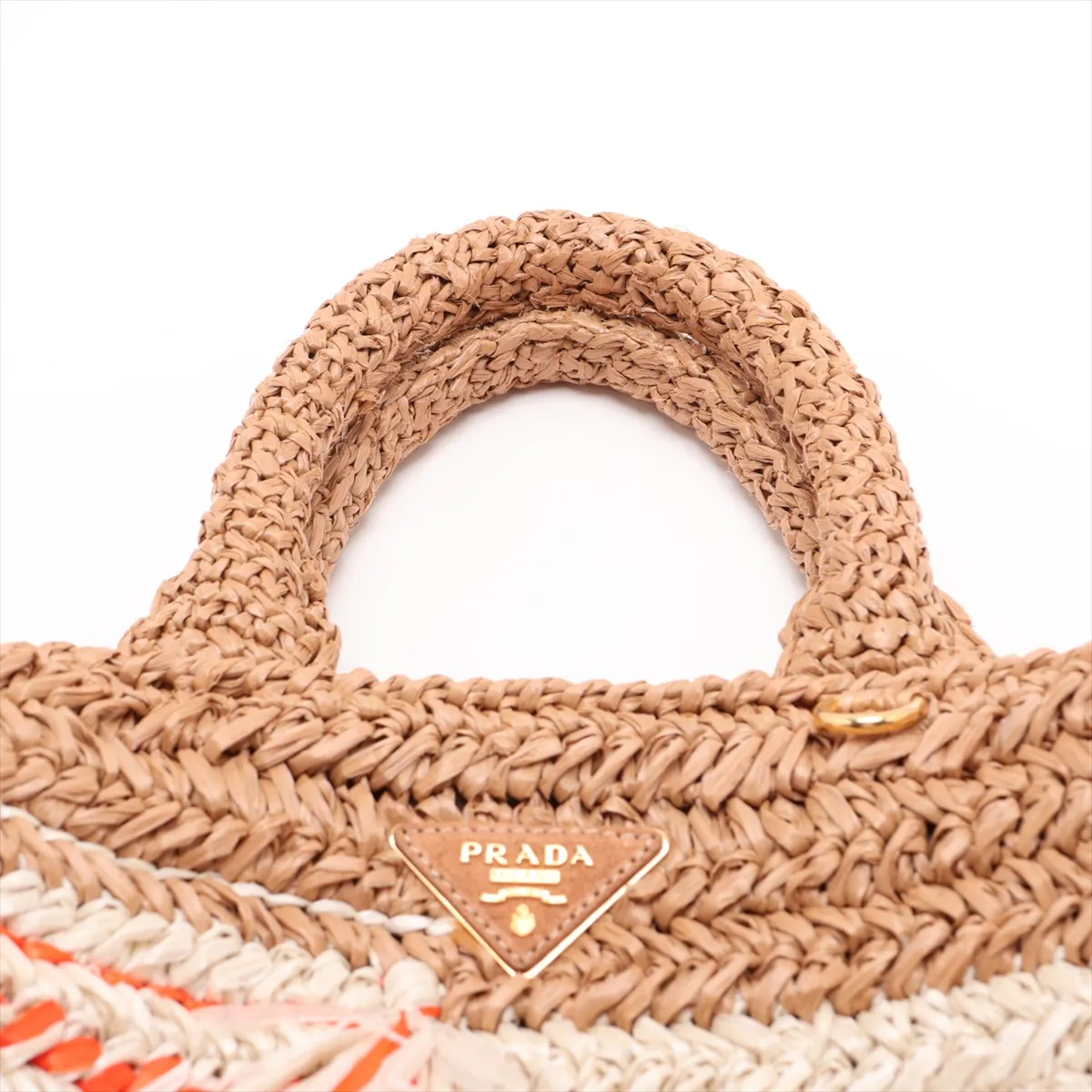 1BG153 Raffia 2-Way Handbag, Beige — view 6