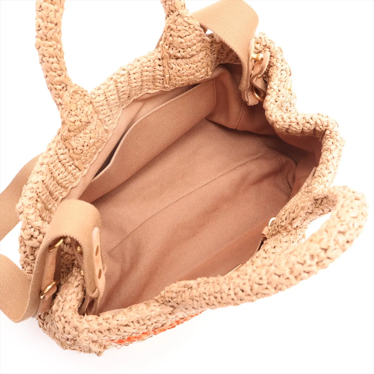 1BG153 Raffia 2-Way Handbag, Beige — view 8