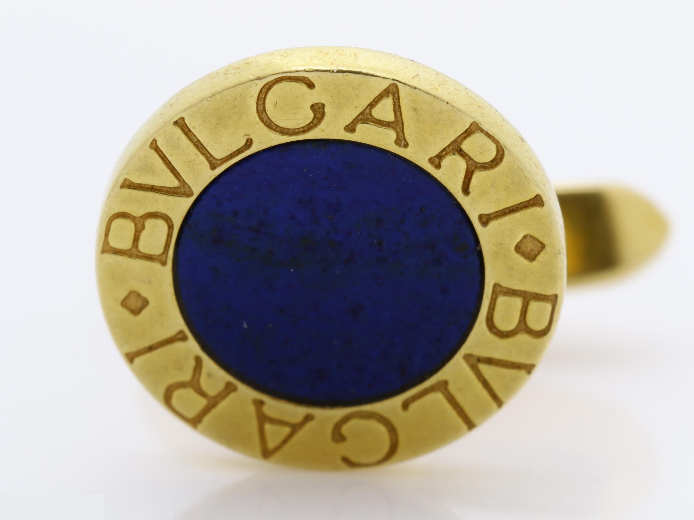 750YG Bulgari Cufflinks, Lapis Lazuli, 12.4g — view 2