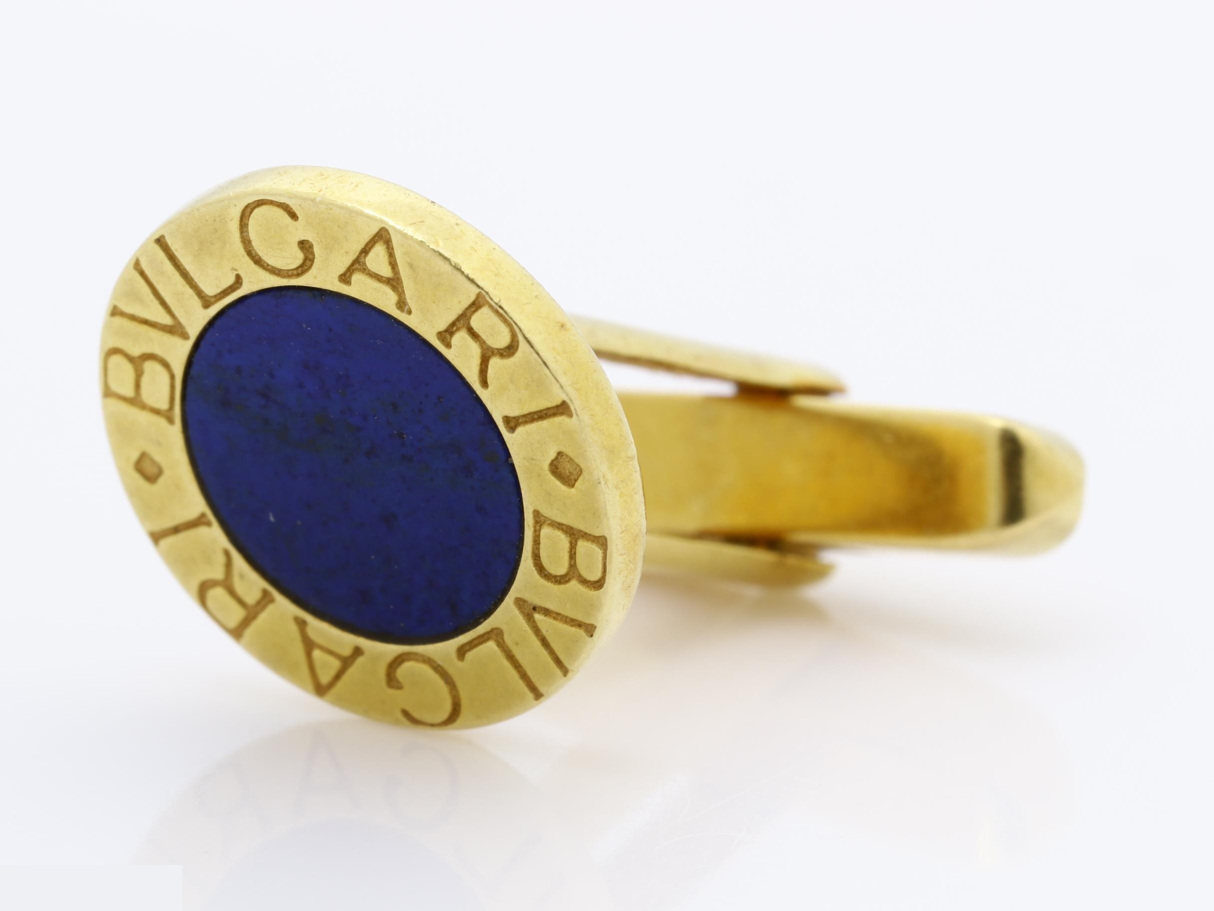 750YG Bulgari Cufflinks, Lapis Lazuli, 12.4g — view 3