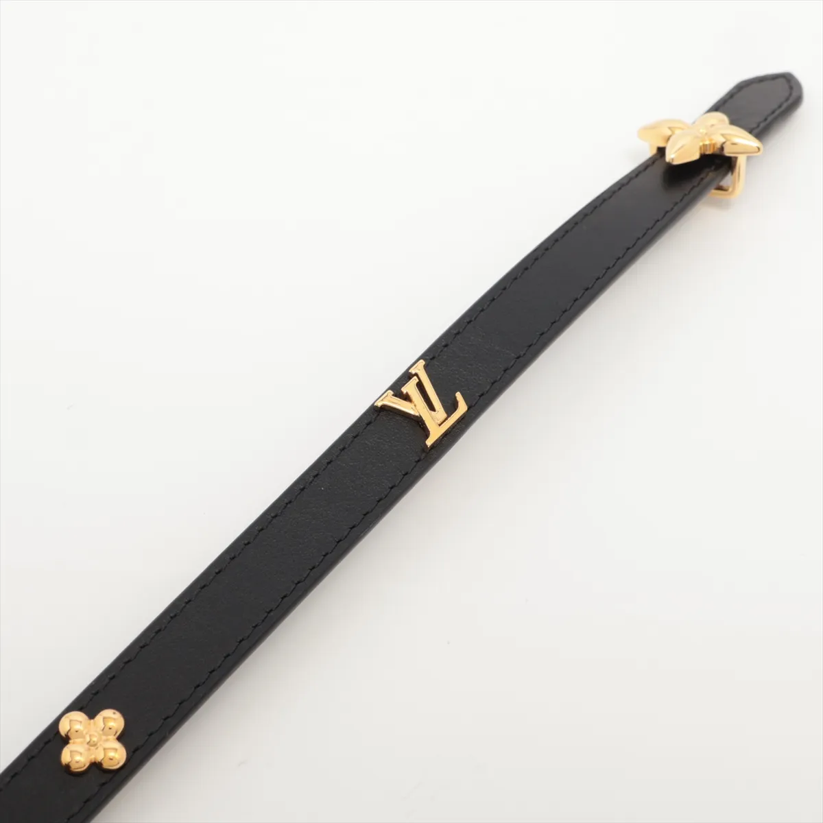 BC2245 Belt, Size 70, GP Leather, Black x Gold. Shows signs of wear: — view 2