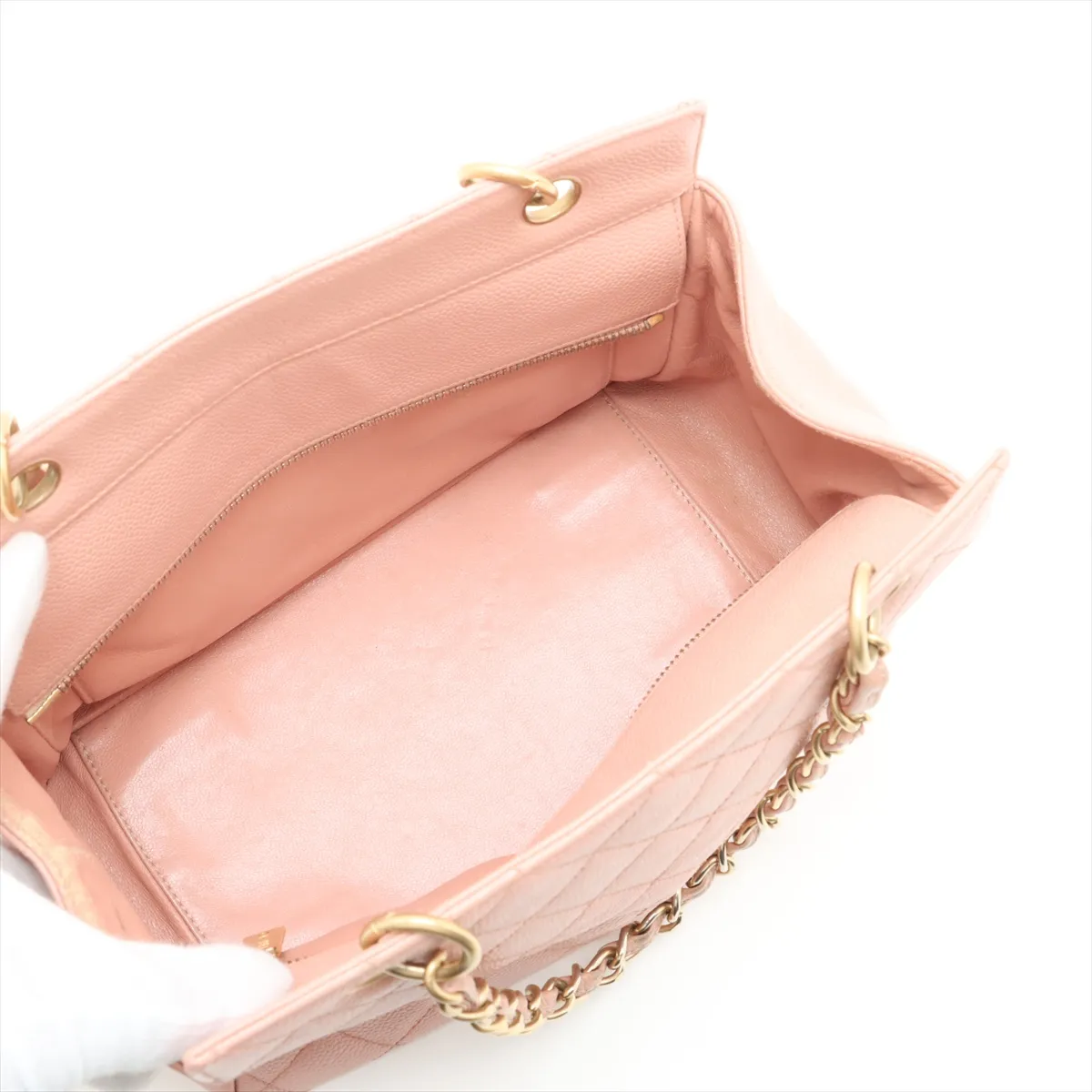 Matelasse caviar skin chain shoulder bag pink gold hardware 6404811 6th series — view 7