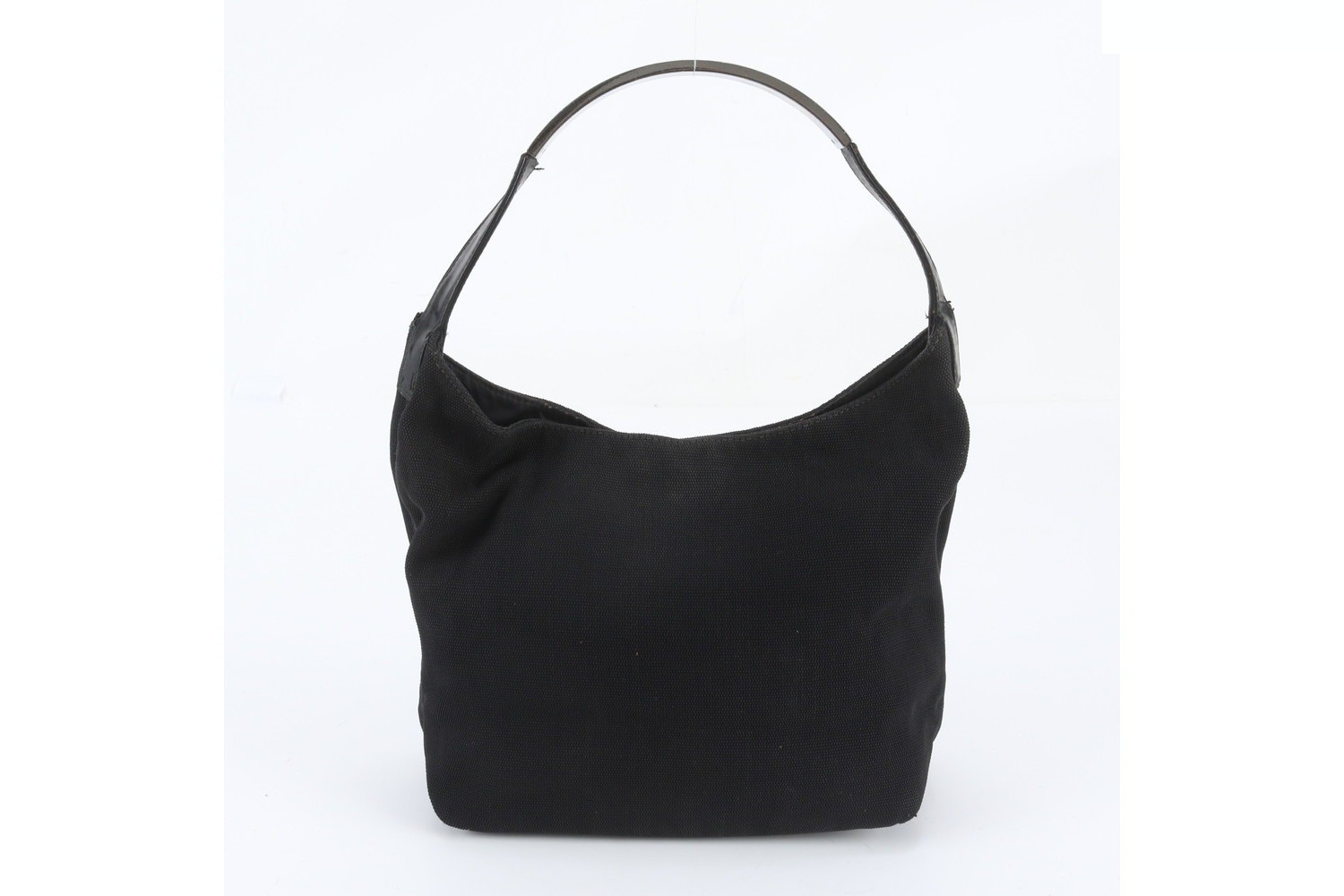 Leather and canvas one-shoulder bag