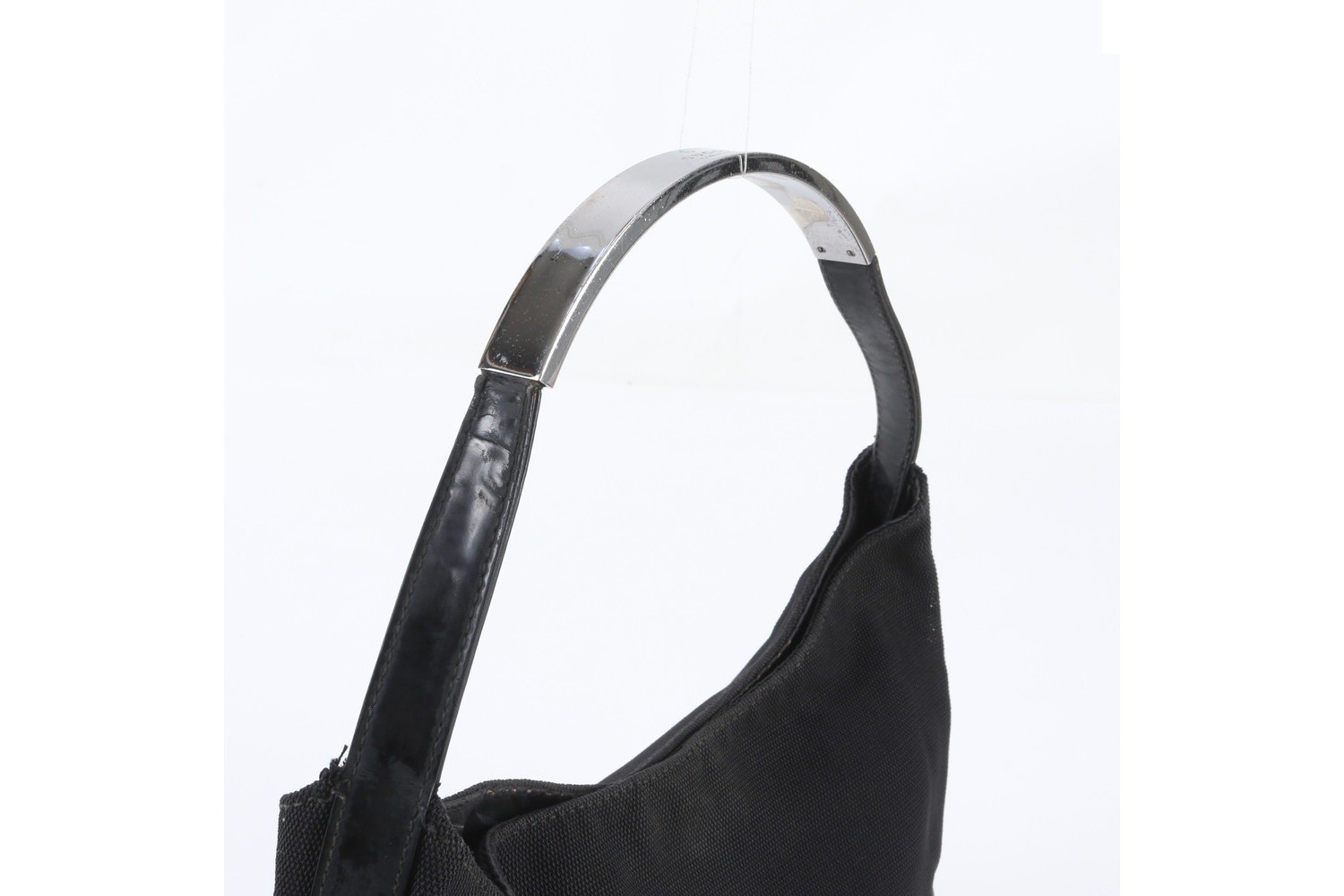Leather and canvas one-shoulder bag — view 2