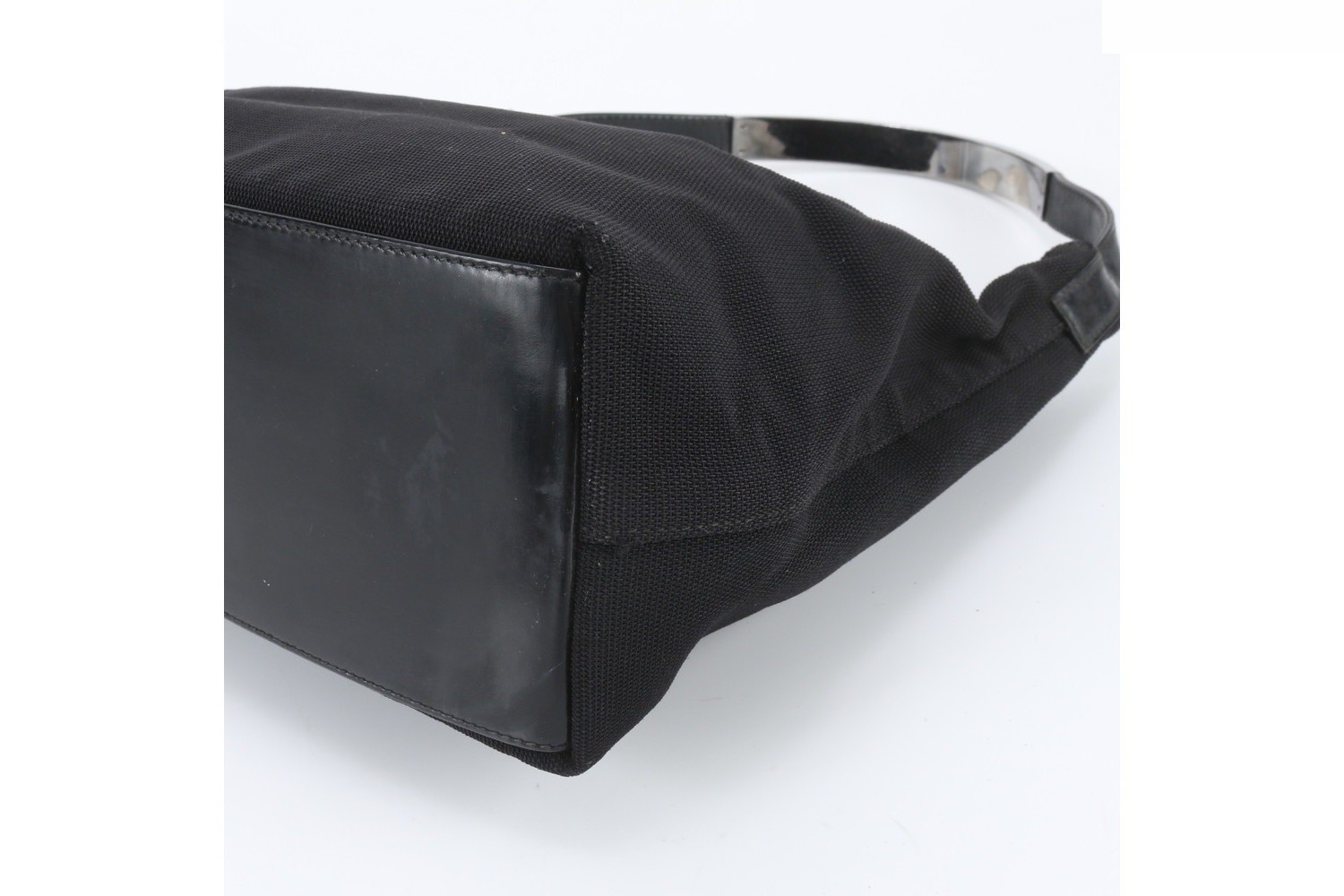 Leather and canvas one-shoulder bag — view 4