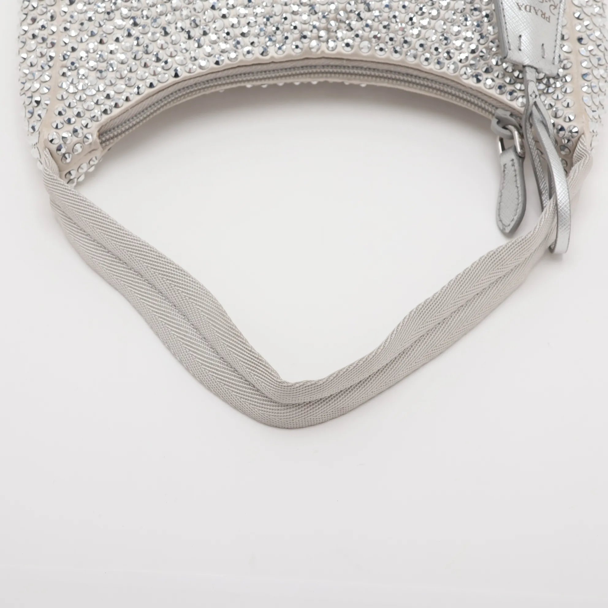 satin and jeweled handbag, silver — view 5