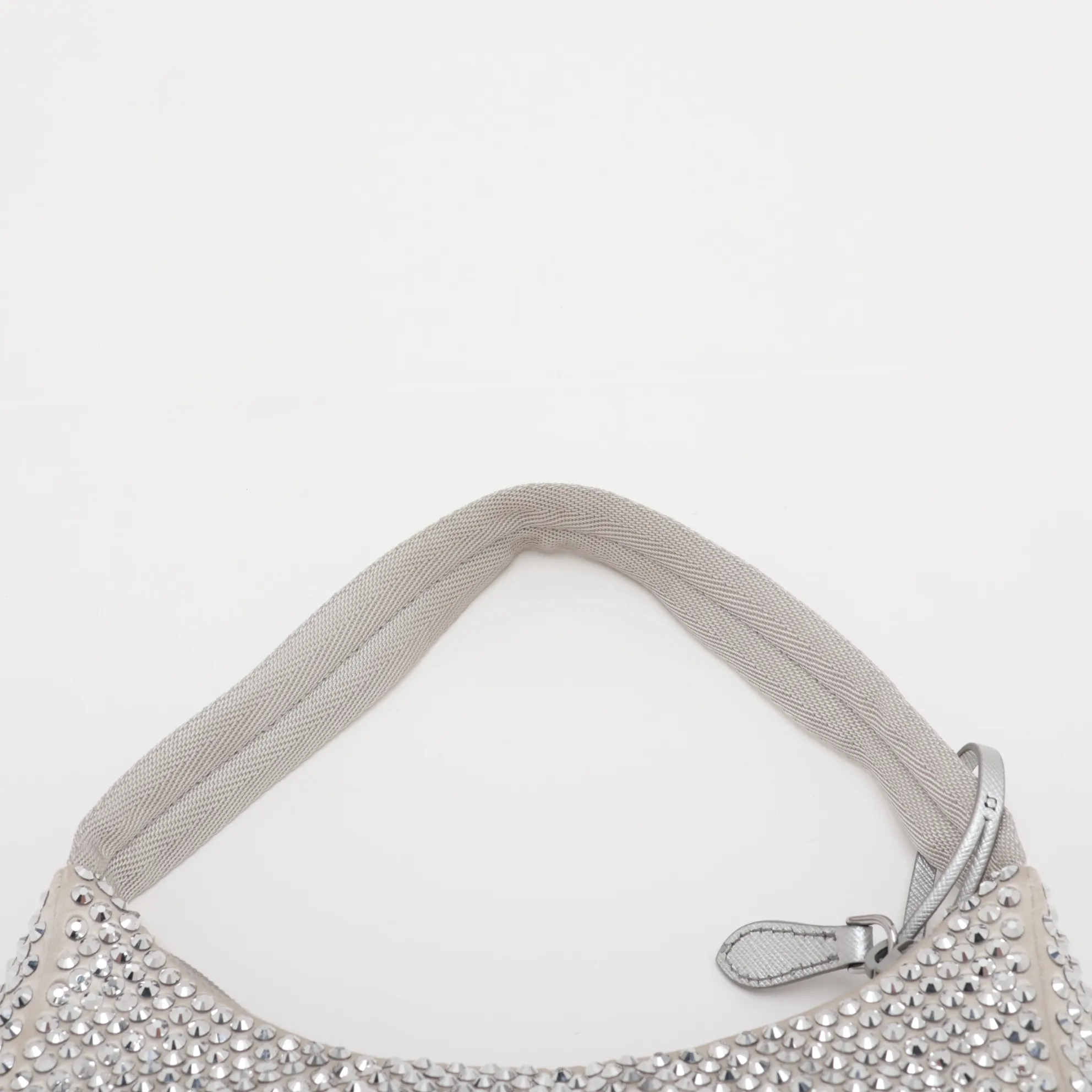 satin and jeweled handbag, silver — view 6
