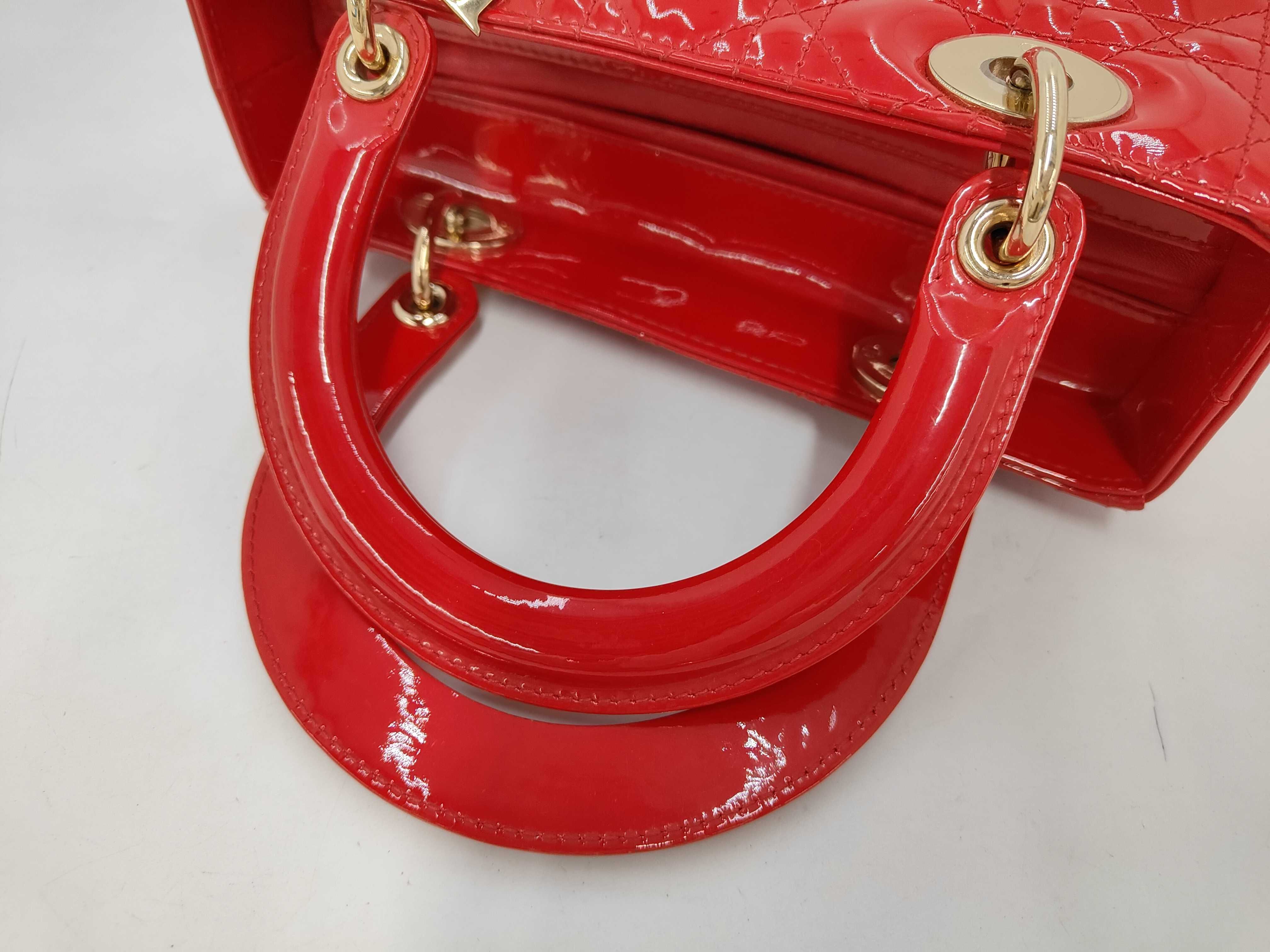 Lady Dior Cannage Patent Leather 2-Way Handbag Red Handbag — view 4