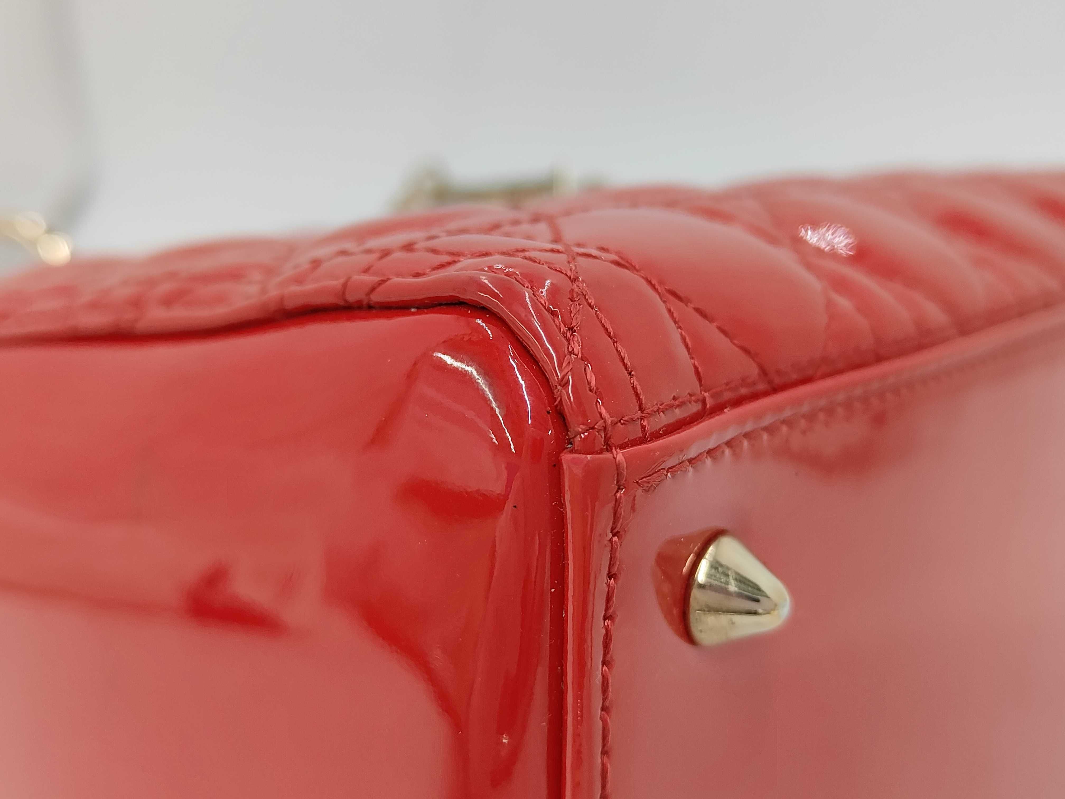 Lady Dior Cannage Patent Leather 2-Way Handbag Red Handbag — view 6
