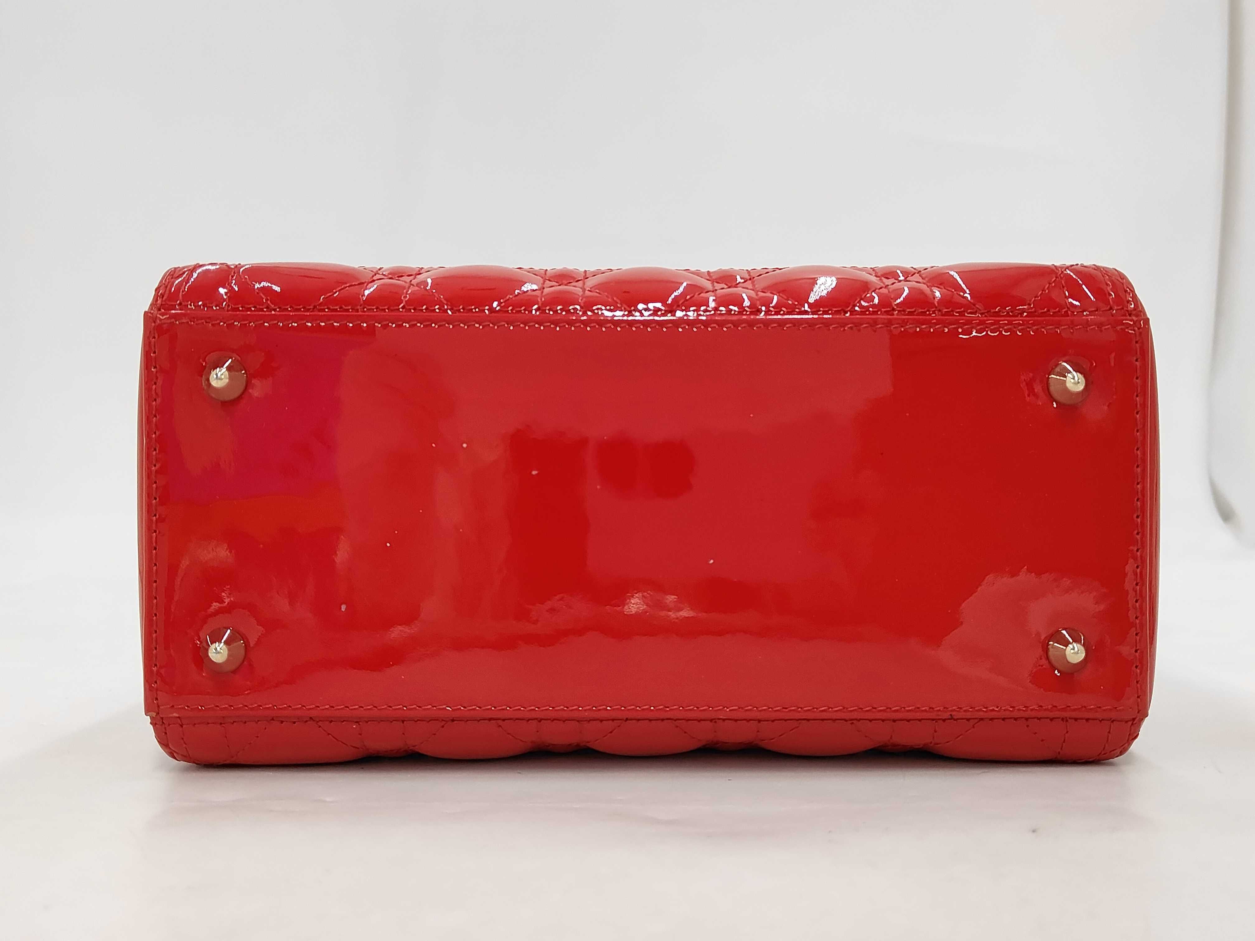 Lady Dior Cannage Patent Leather 2-Way Handbag Red Handbag — view 7