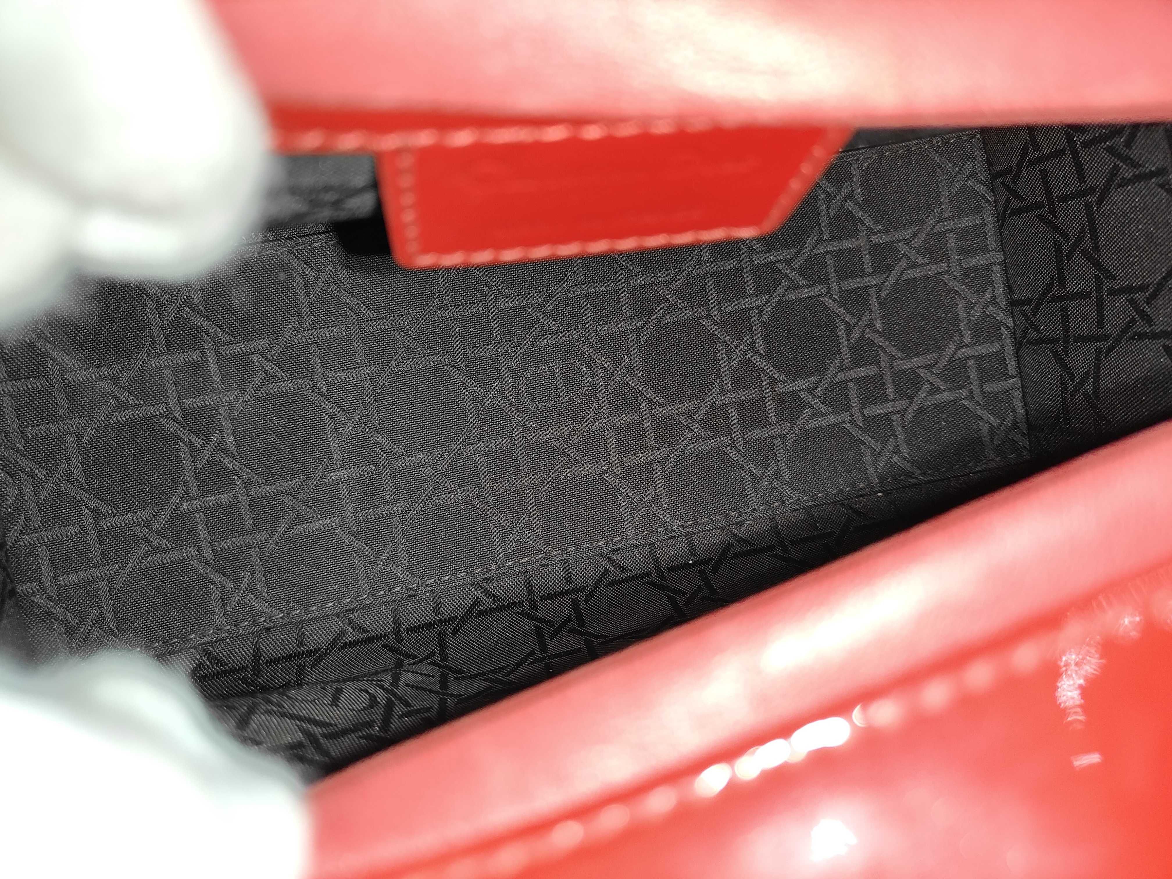 Lady Dior Cannage Patent Leather 2-Way Handbag Red Handbag — view 9