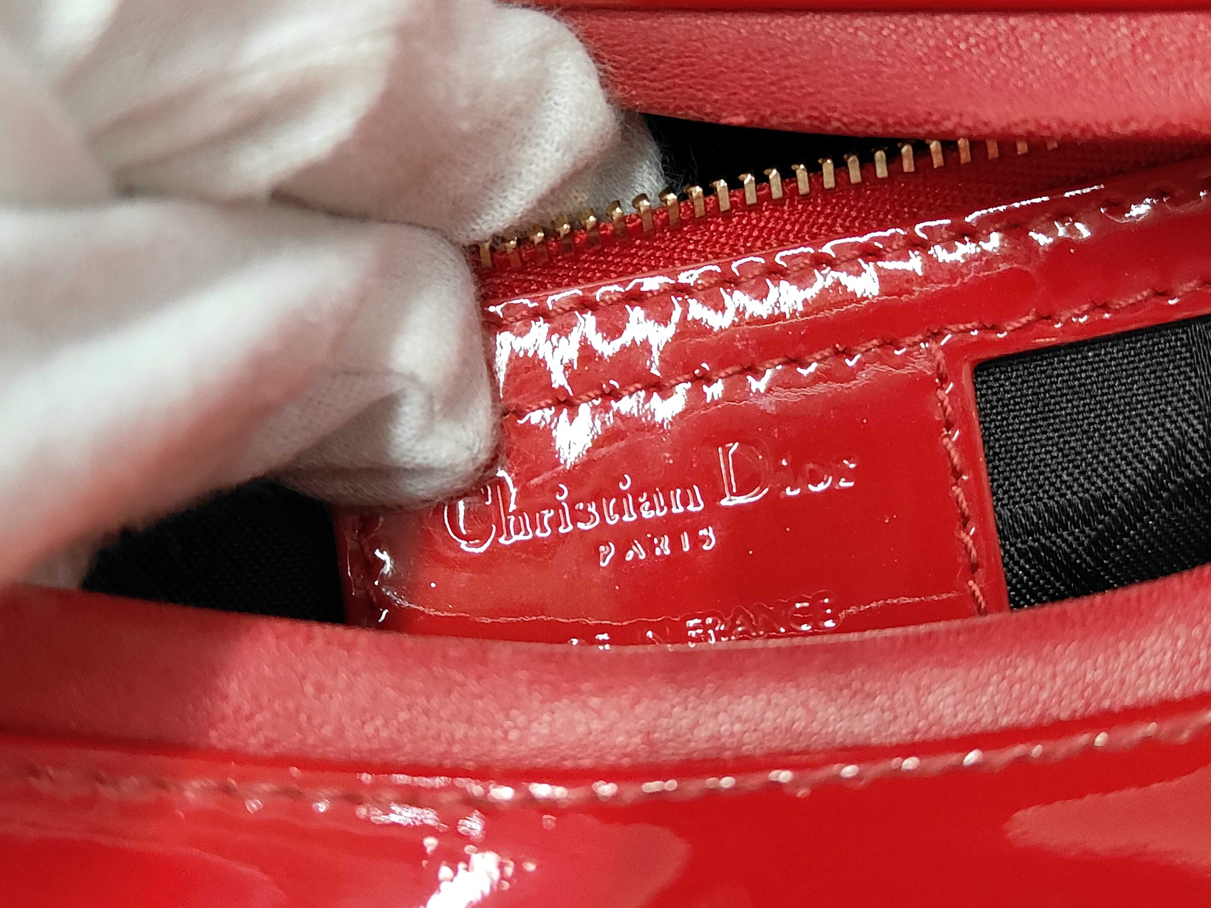 Lady Dior Cannage Patent Leather 2-Way Handbag Red Handbag — view 10
