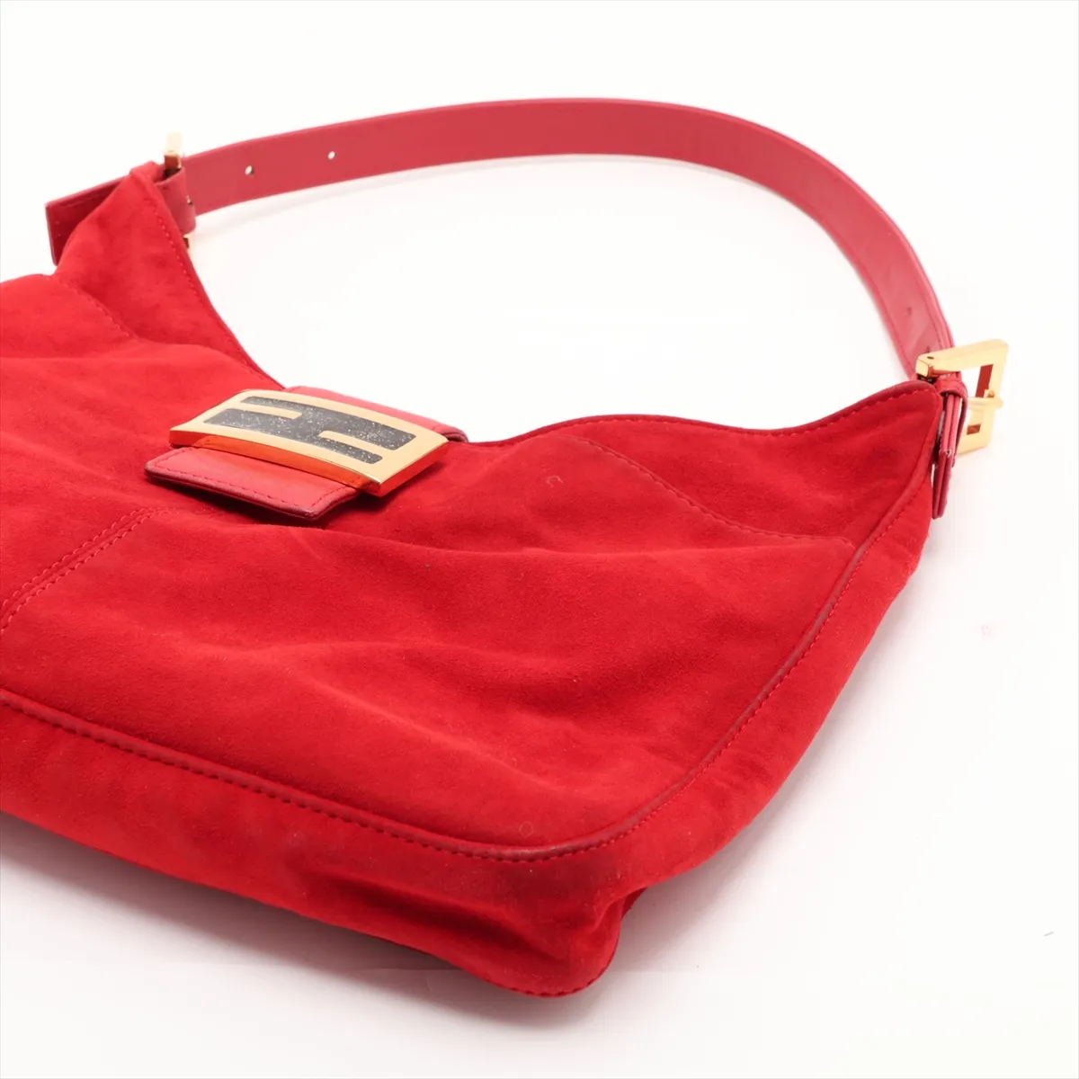 26569 Suede x Leather Shoulder Bag, Red — view 3